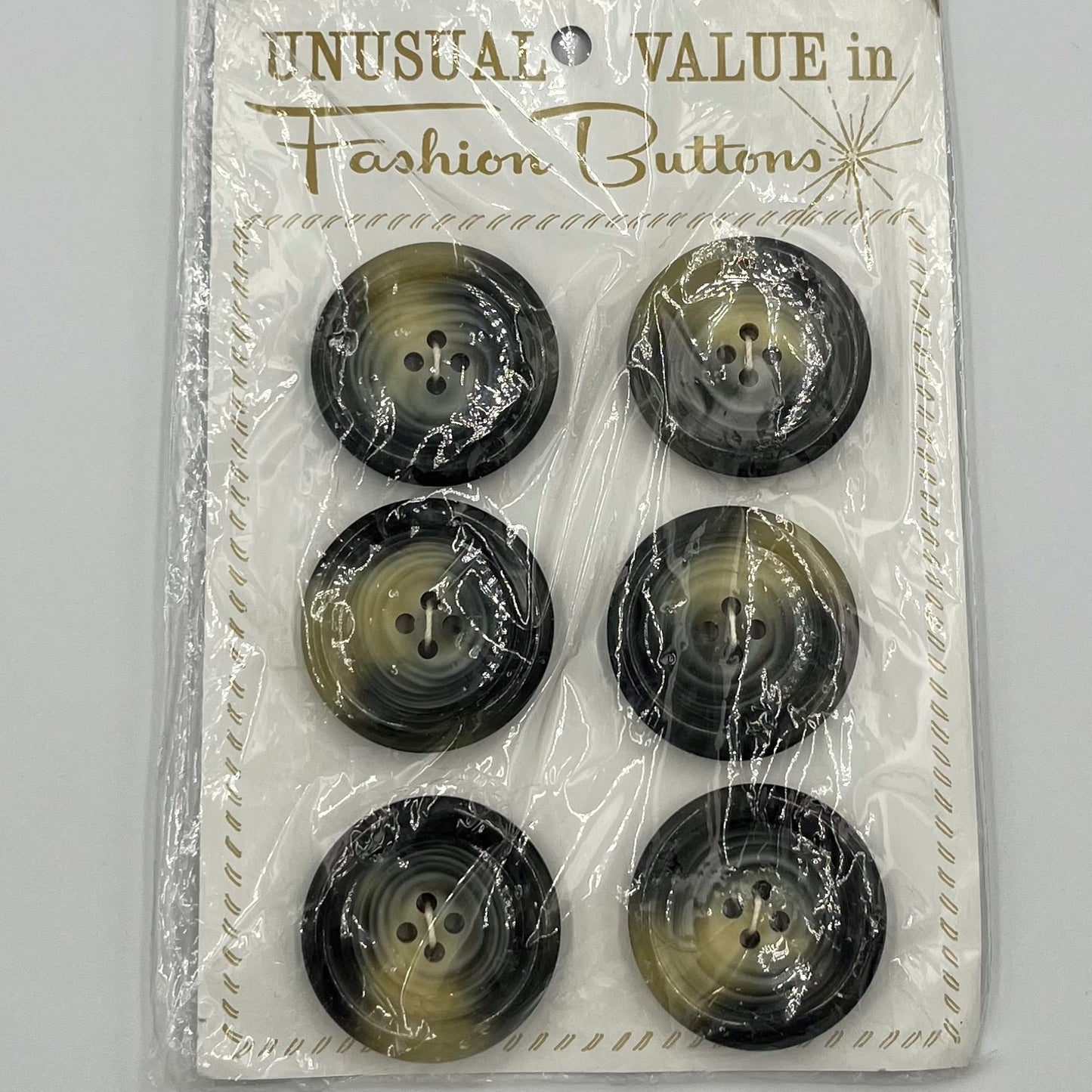 Six, 1 1/4 Inch Vintage Buttons