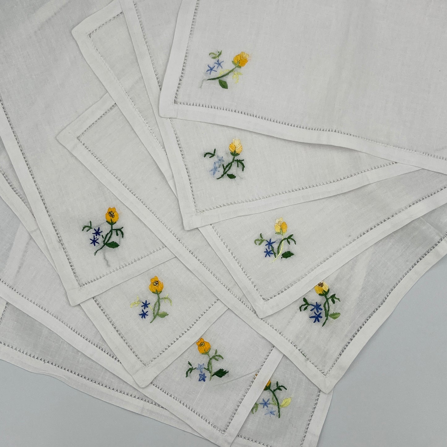 8 Embroidered Cocktail Napkins
