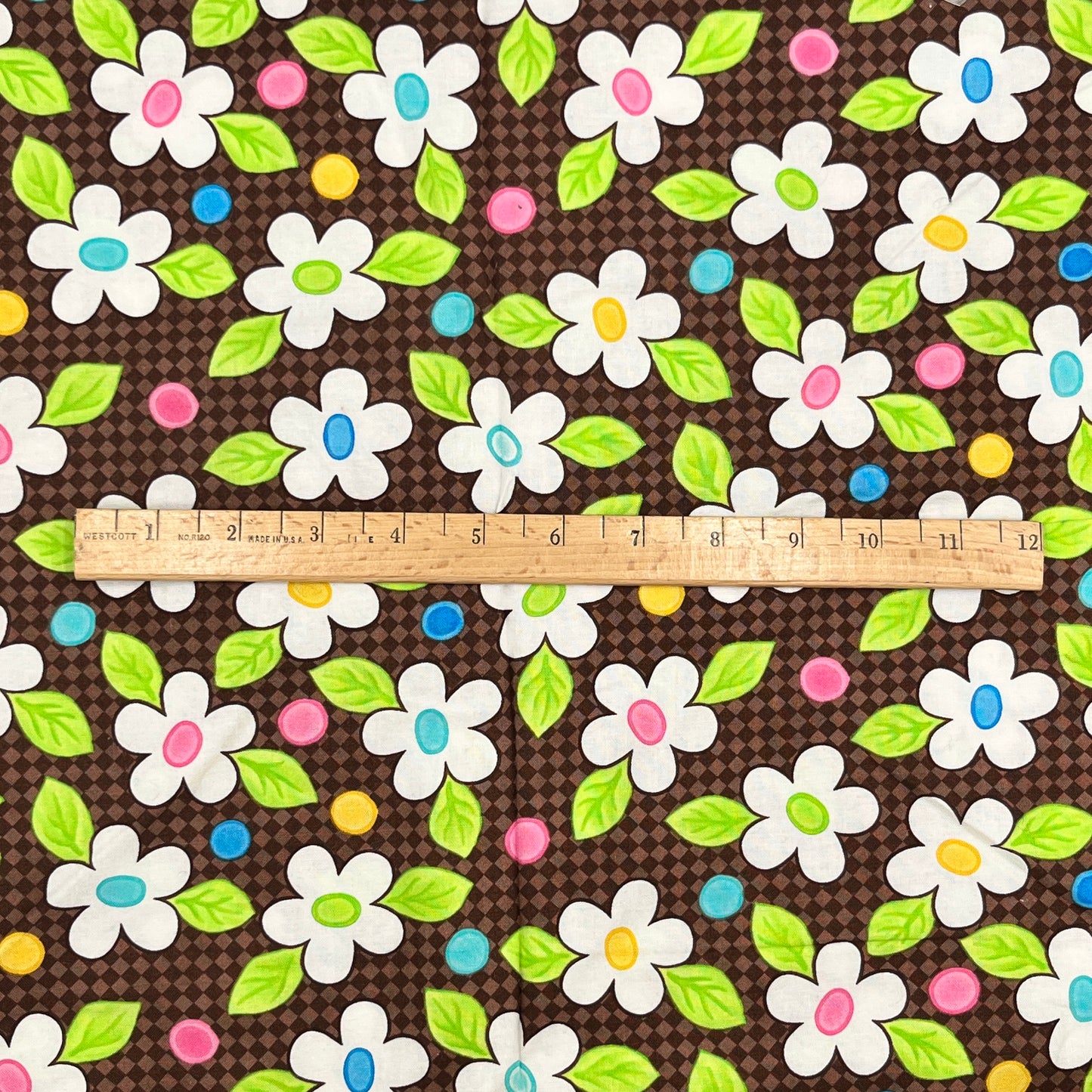 1 Yard 33 Inches “Birdie” Brown Daisy Print