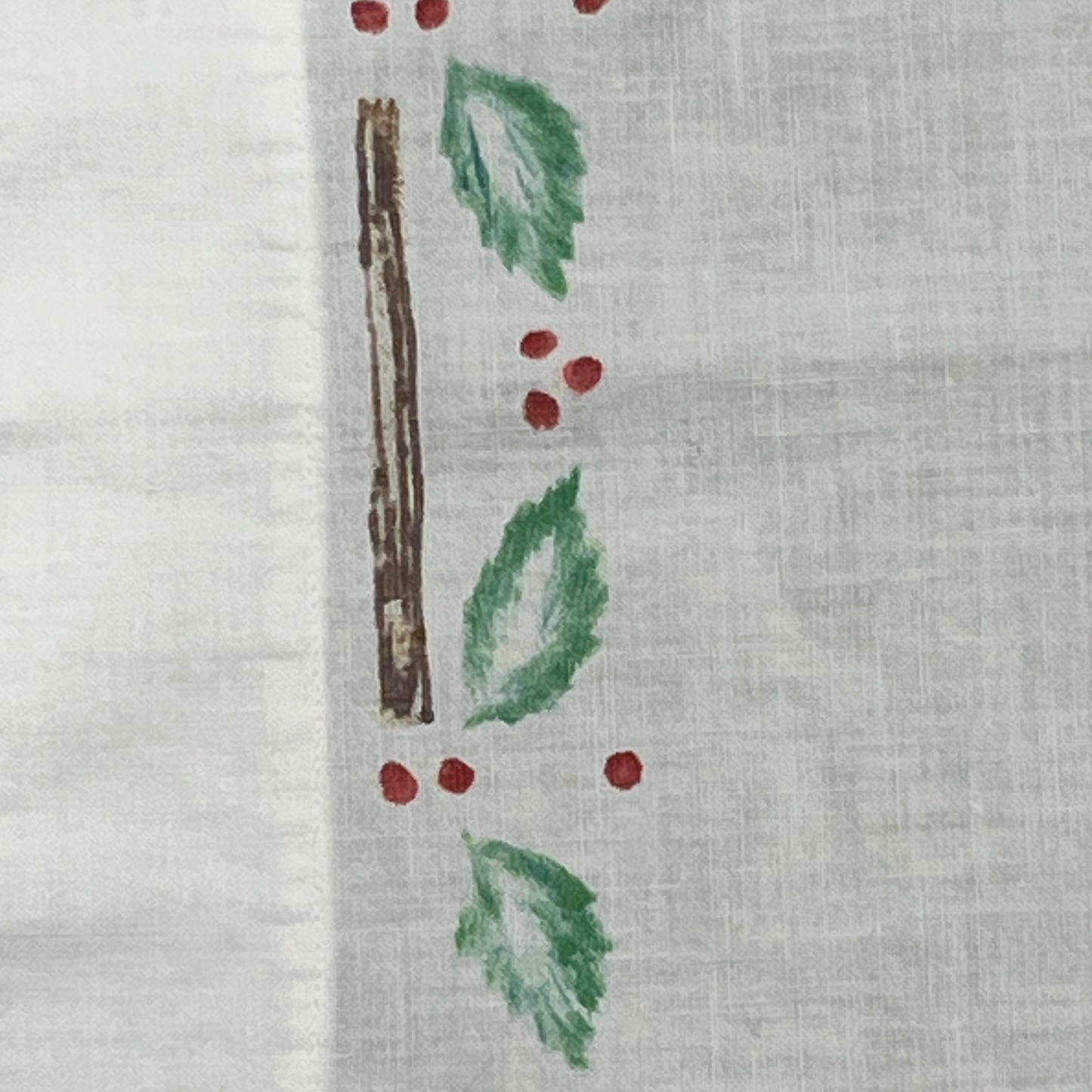 47" x 51" Hand-Painted Christmas Tablecloth, Vintage Cotton