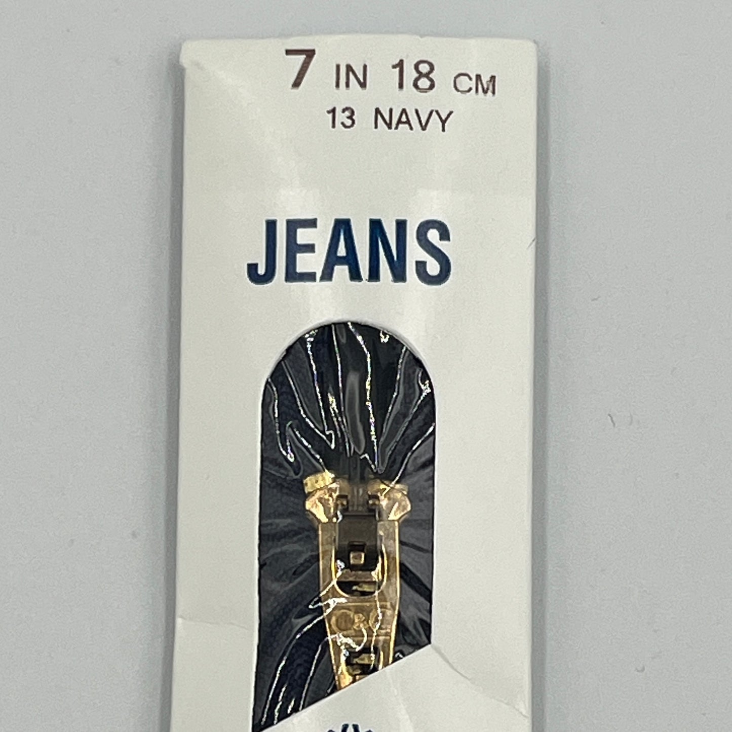 7" Brass Jeans Zipper, Navy