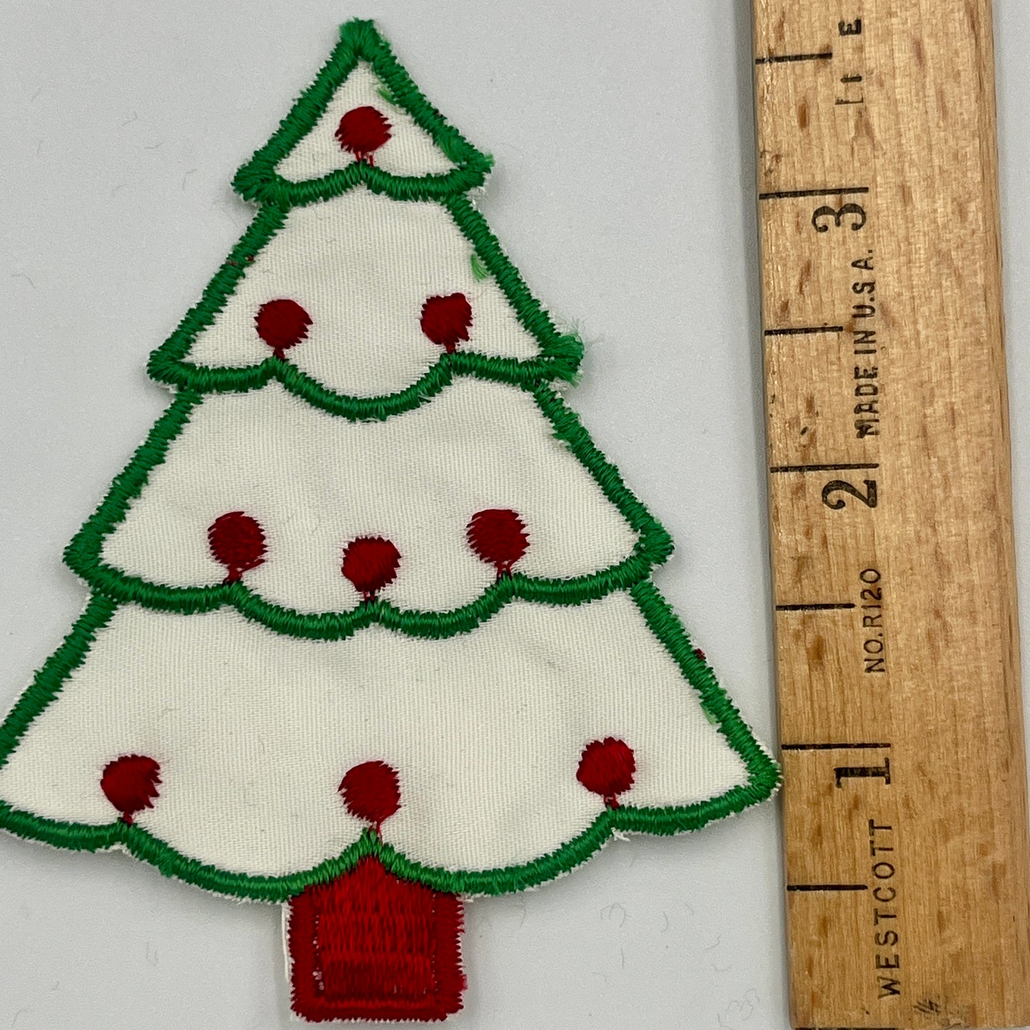 Vintage Christmas Tree Embroidered Patch, Green