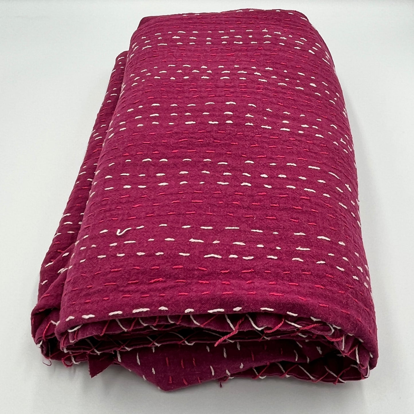 22 oz Assorted Kantha Blanket Scraps, Hand-Stitched Cotton Layers