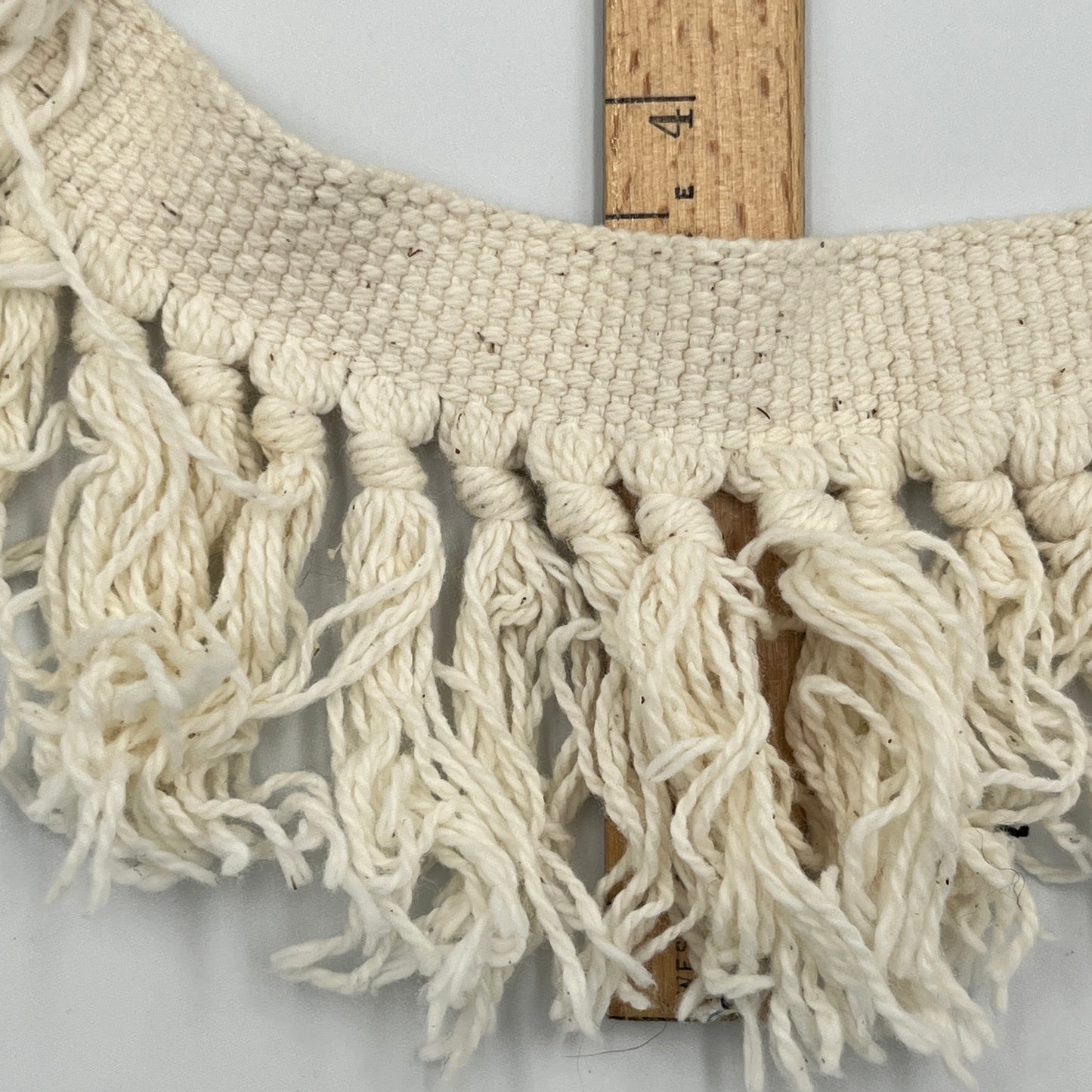 23 Inches Cream Macramé Fringe Trim, Thick Woven Cotton Look