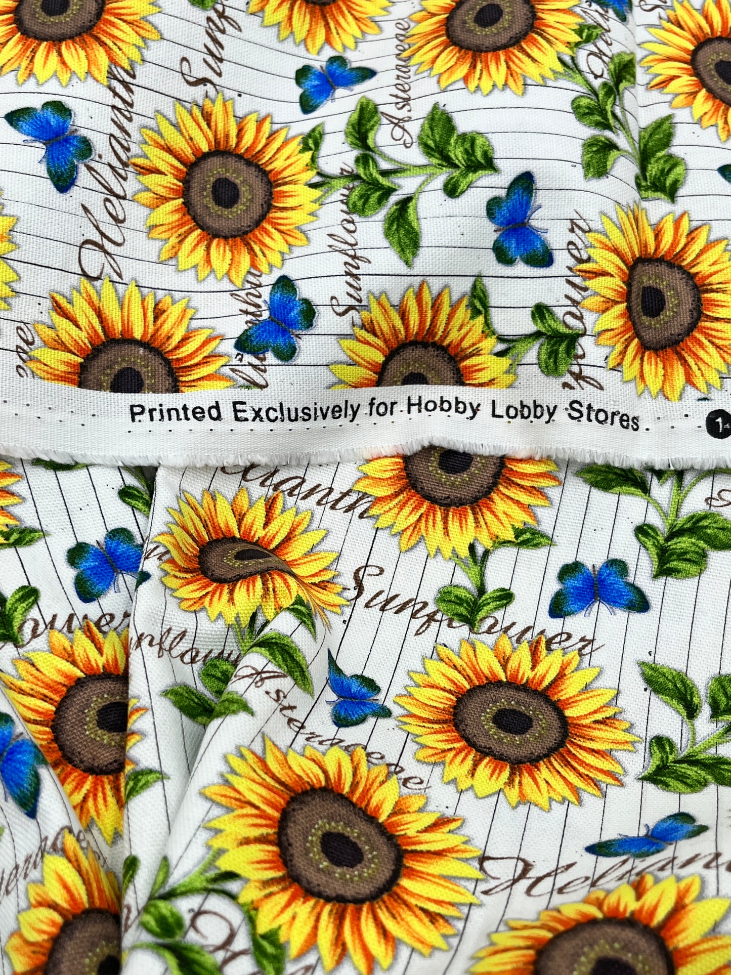 1 Yard Sunflower & Butterfly Cotton Canvas, Hobby Lobby Exclusive