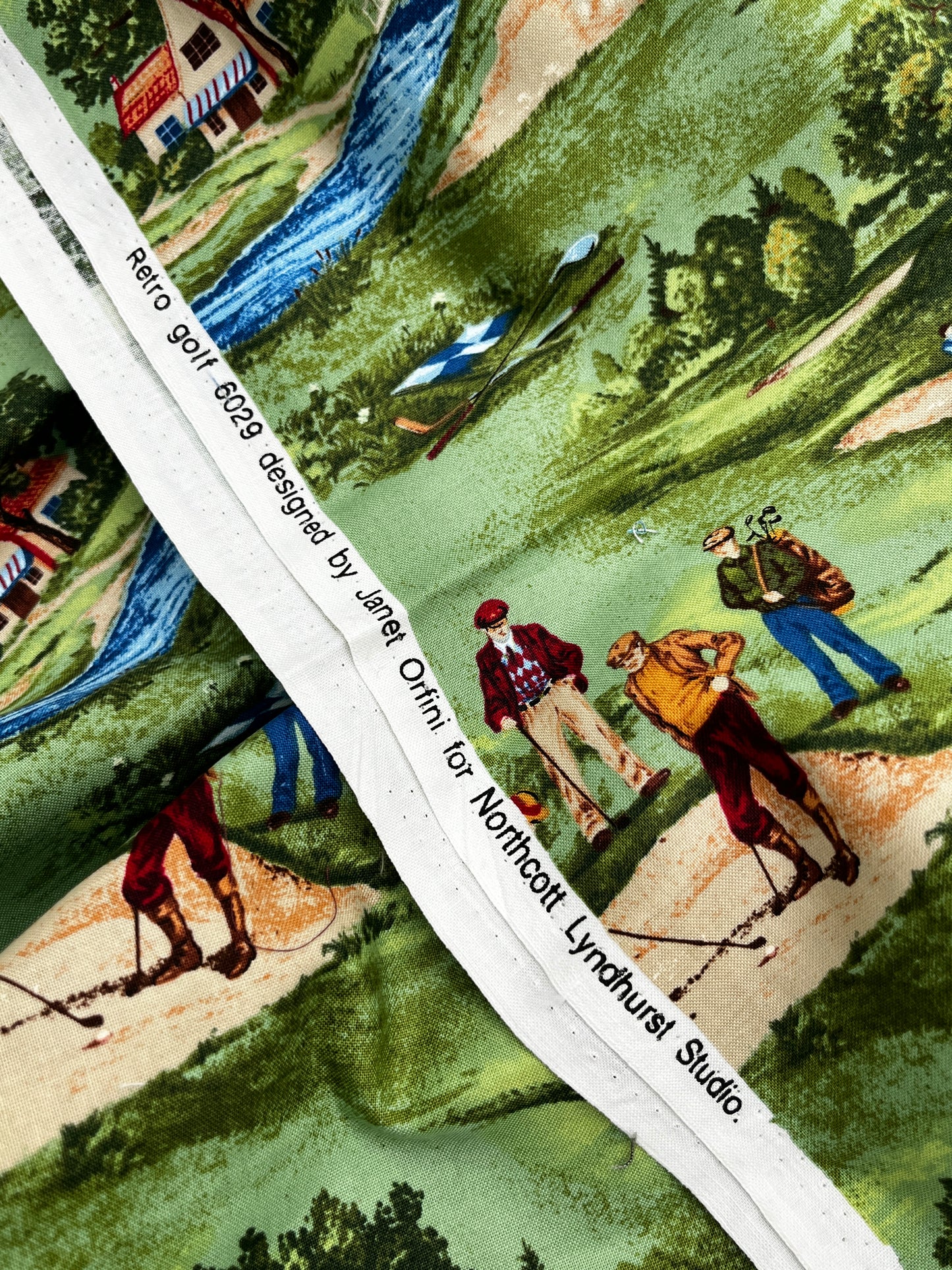 1+ Yard Retro Golfers, Premium Quilting Cotton