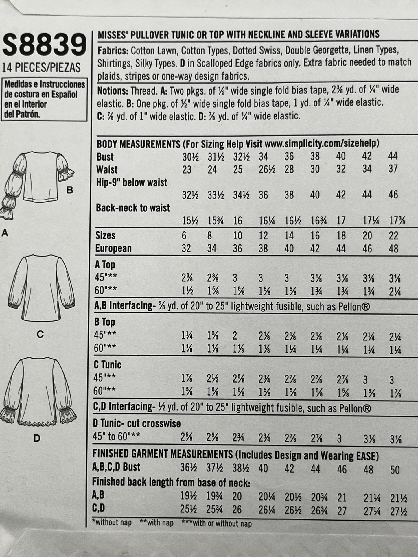 Simplicity 8839, Uncut Pattern