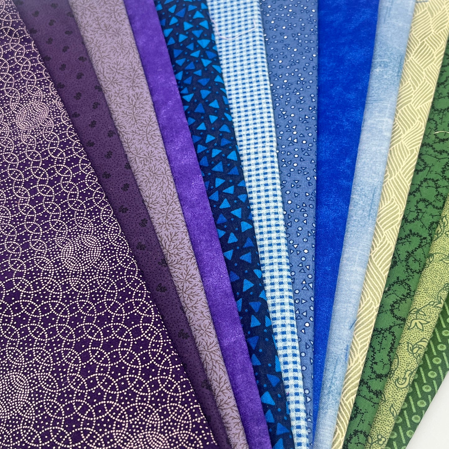 Indigo & Jewel-Tone Fabric Bundle – 14 oz Quilting Cotton, 13 Fat Quarters