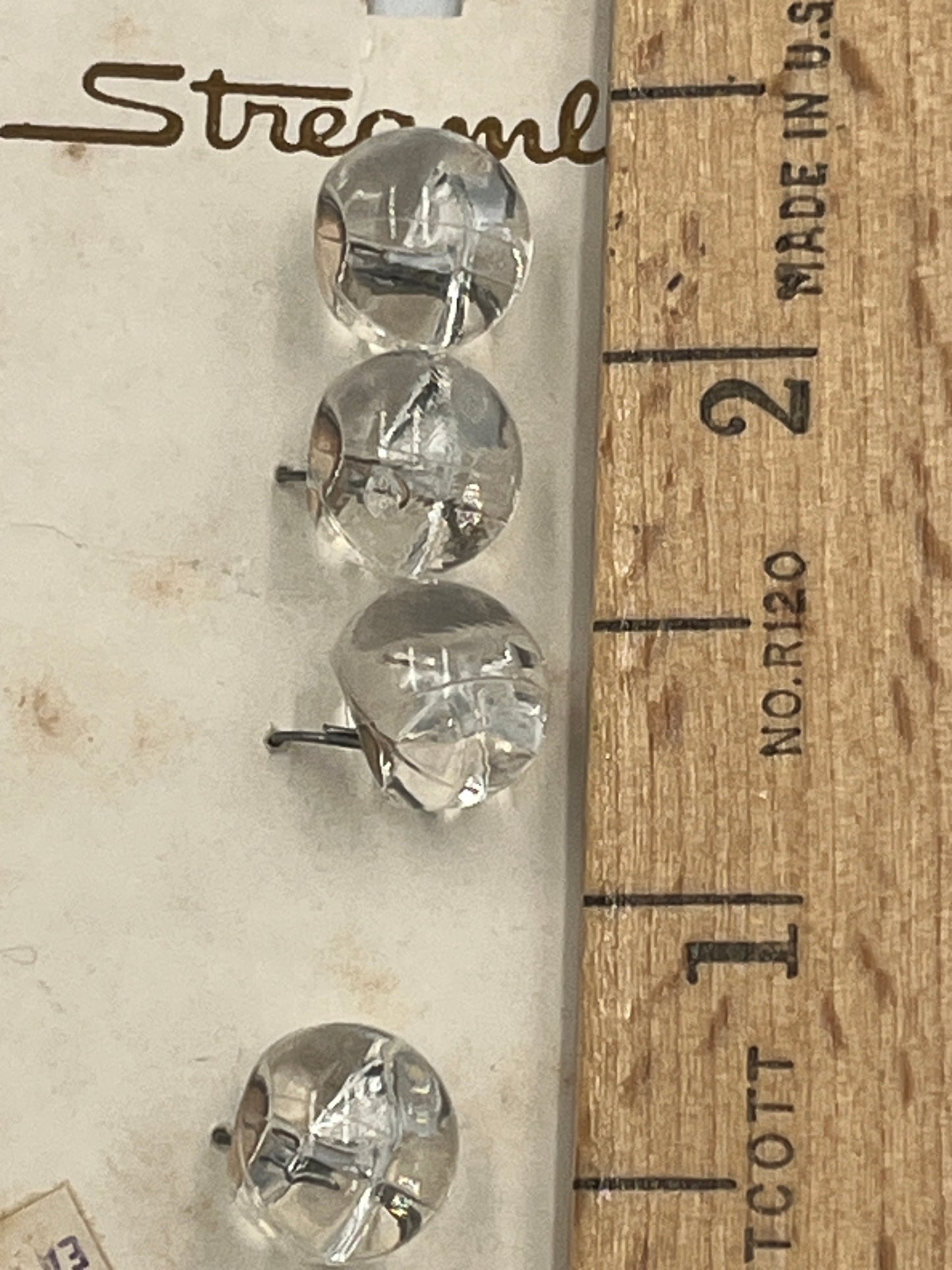 Four, 3/8 Inch Vintage Glass Buttons