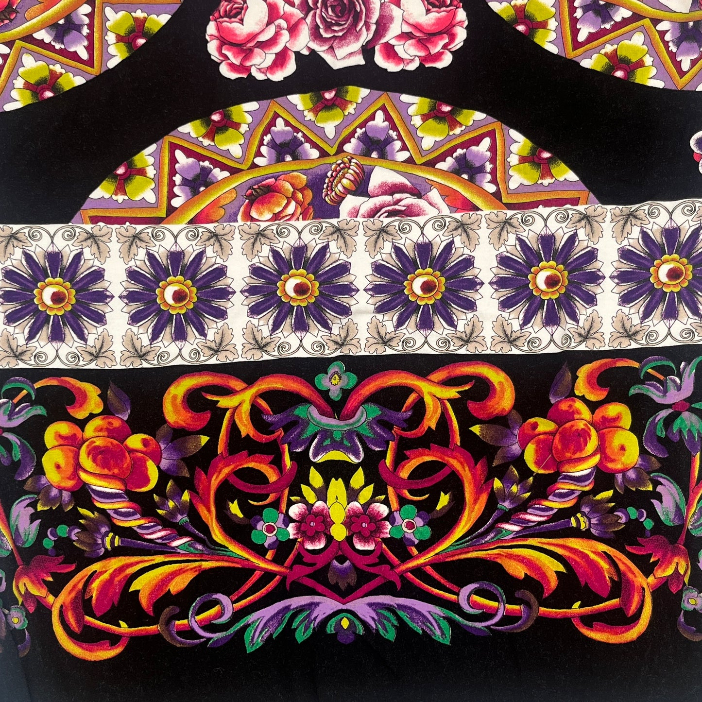 34” x 34” Knit Panel Remnant, Jewel Tones Border Print