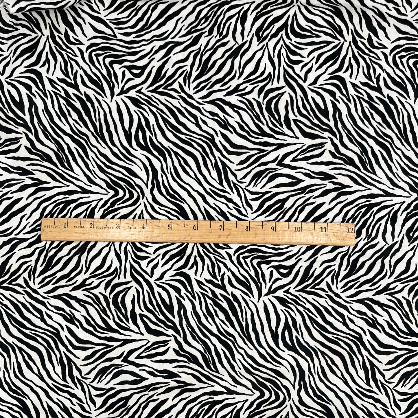 2/3 Yard Black & White Zebra Print , Premium Quilting Cotton