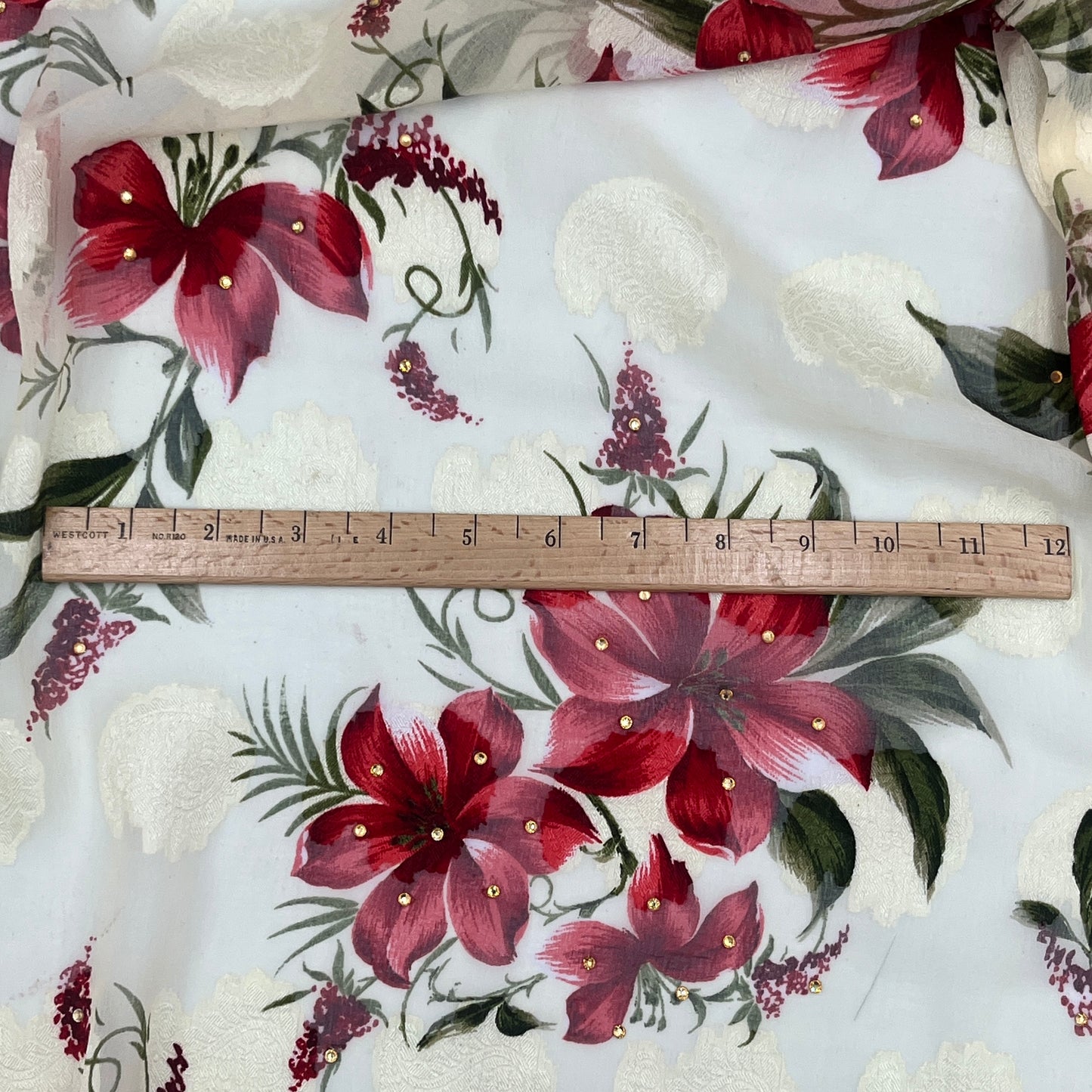 6 Yards Sheer Poly w/ Rhinestones