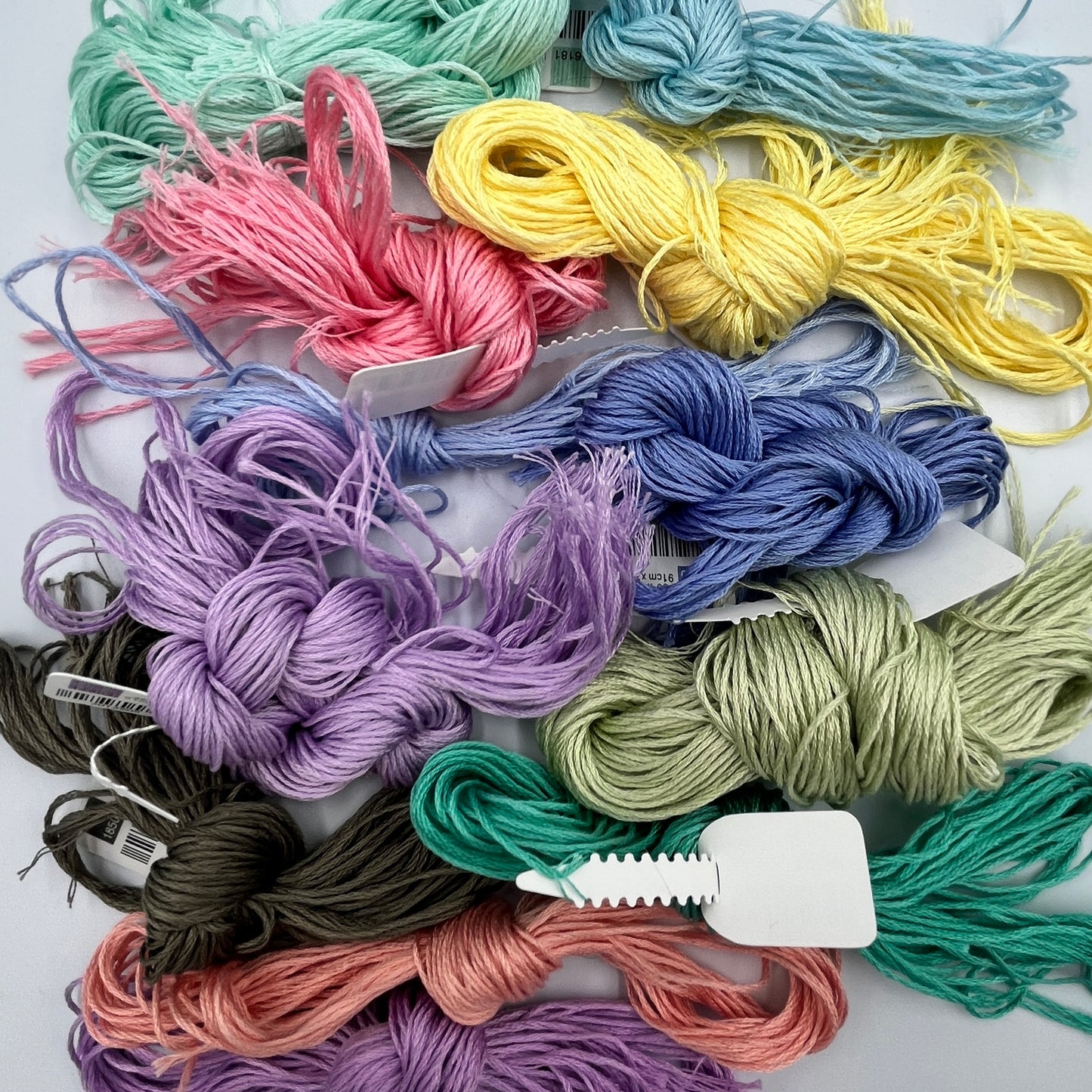 Pastel Embroidery Thread & Cotton Scrap Set