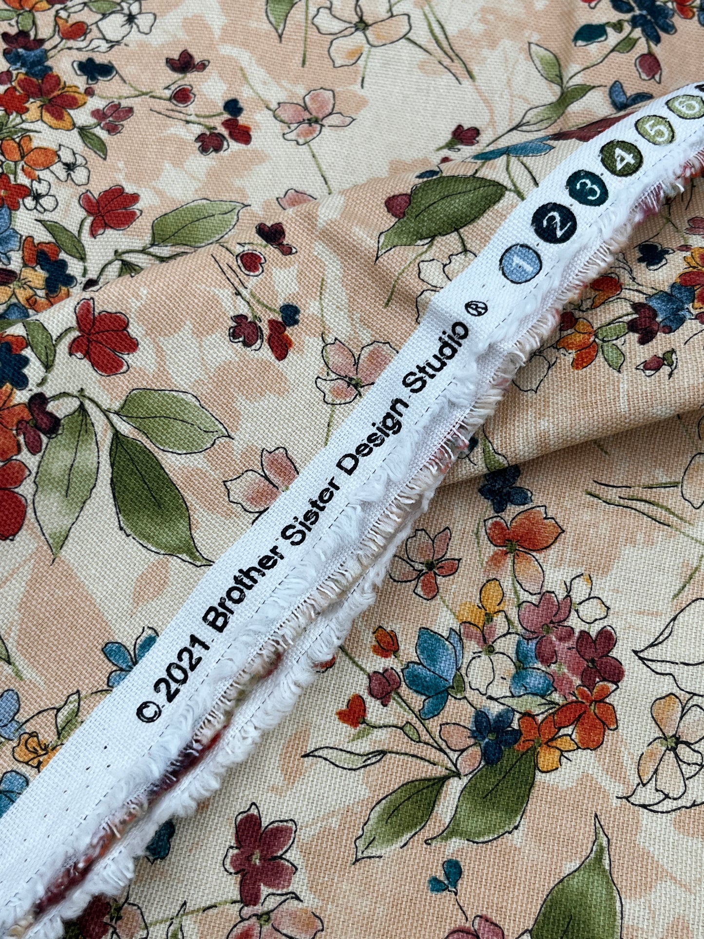2 Yards Autumn Floral, Lightweight Cotton Canvas