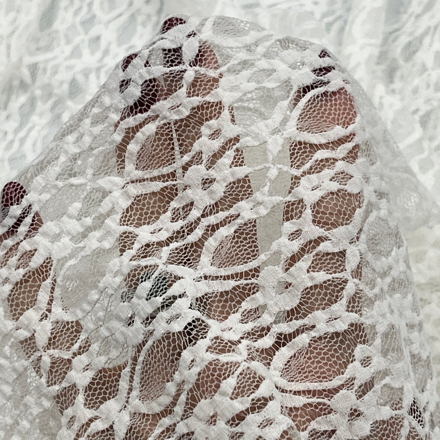 2 1/3 Yards Stretch Lace Knit,Soft White
