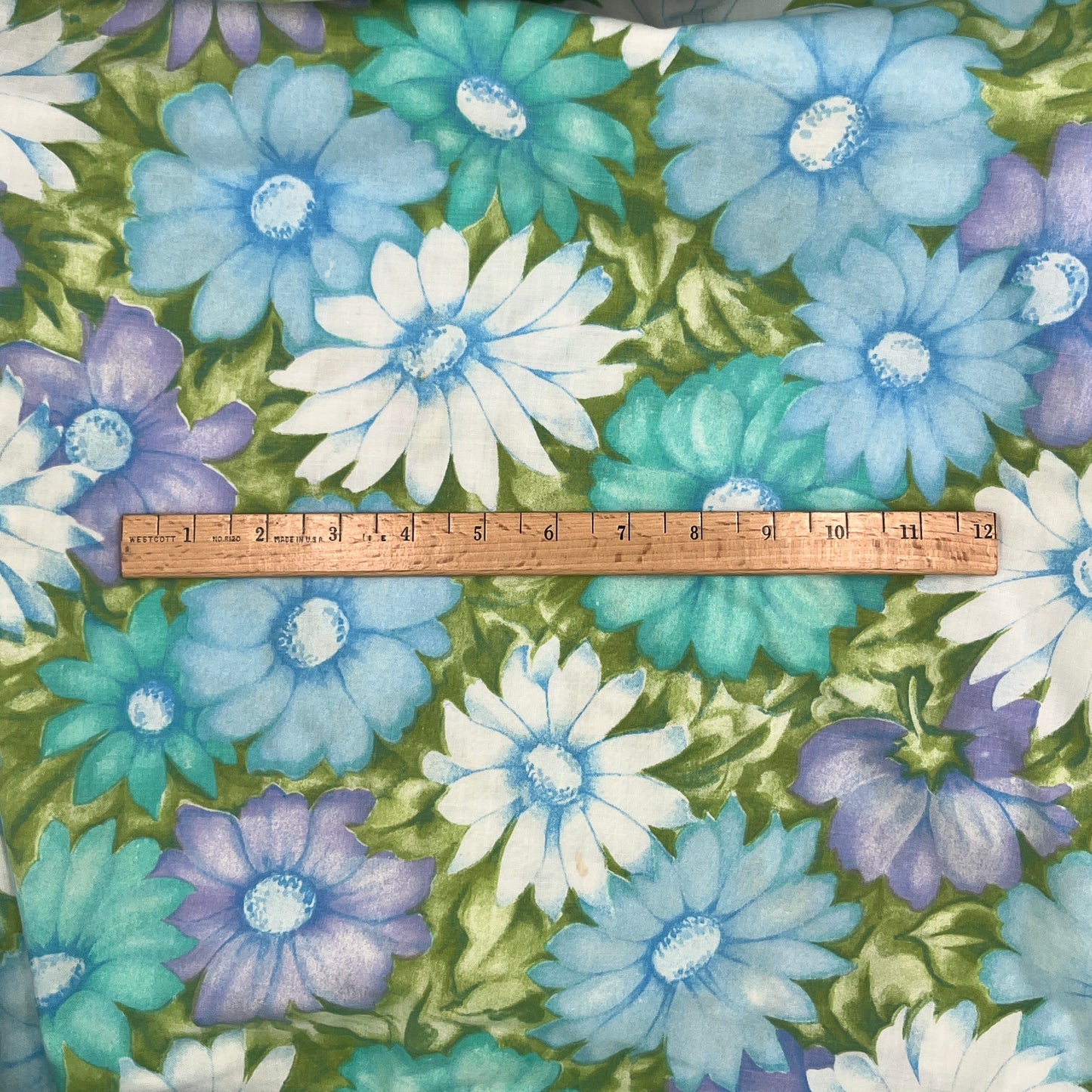 Vintage Twin Flat Sheet, Blue, Teal & Lavender Floral