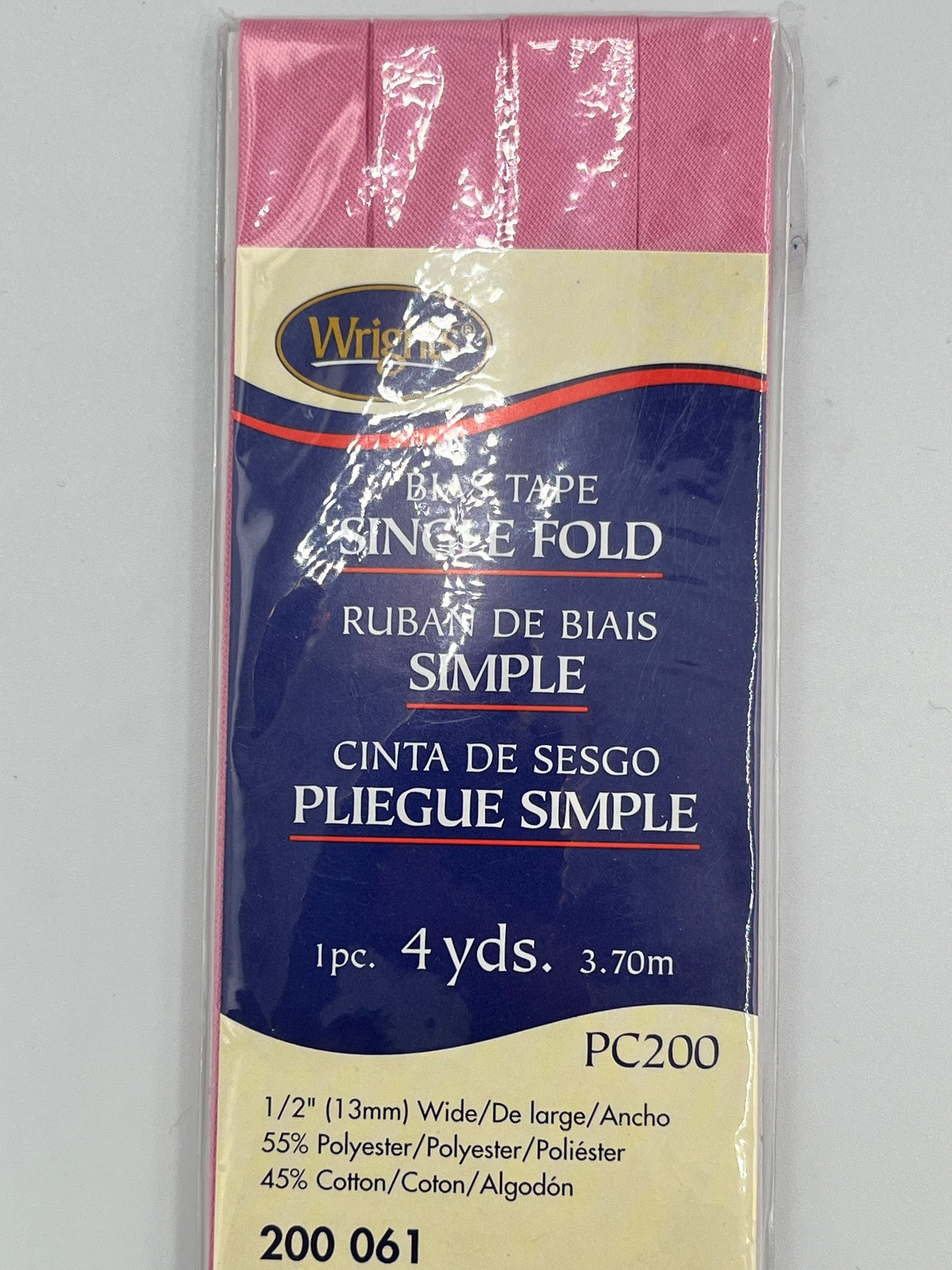 Wright's Bias Tape Single Fold, PInk