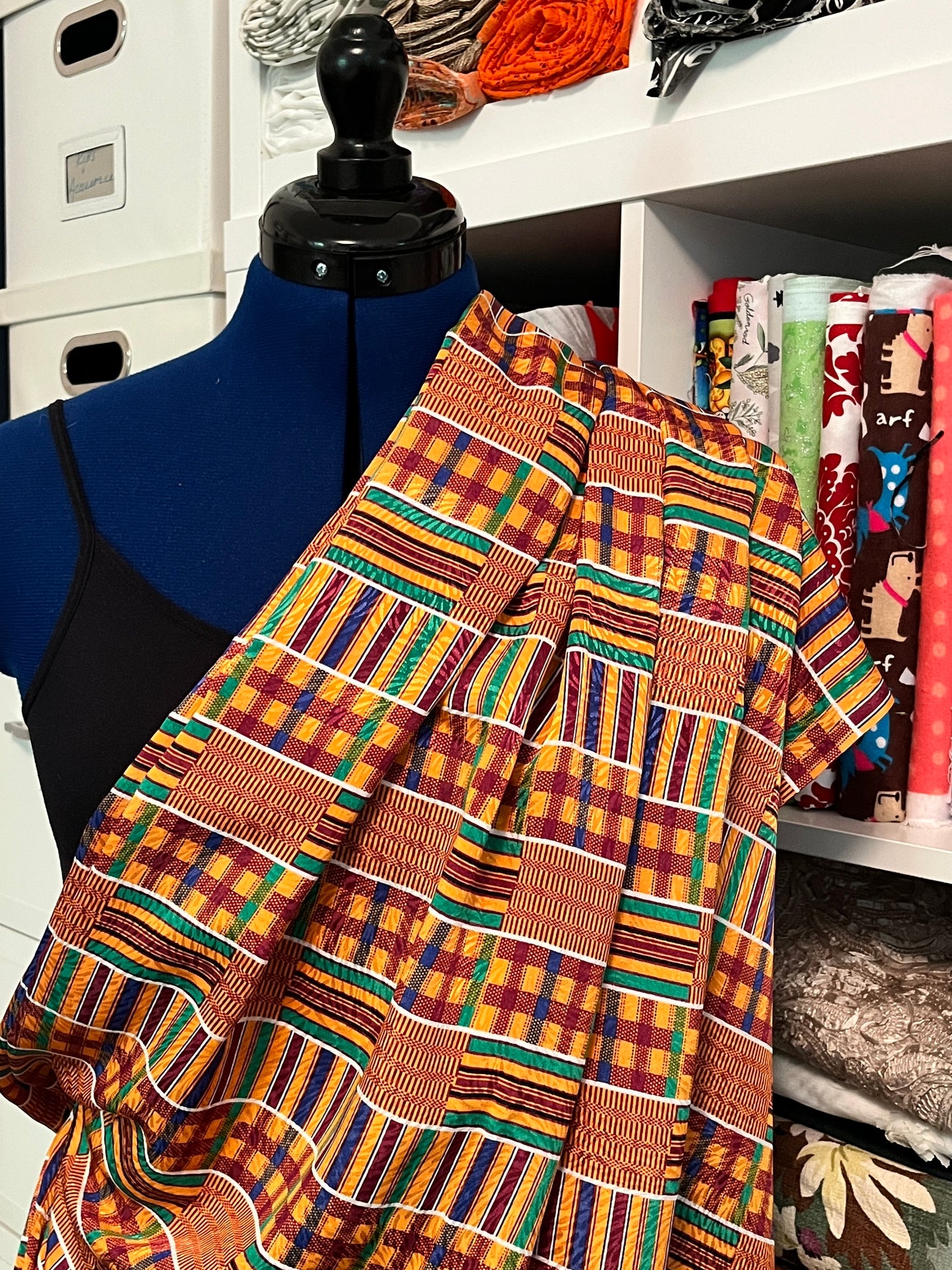 4 Yards Vibrant Kente-Inspired Silky Woven