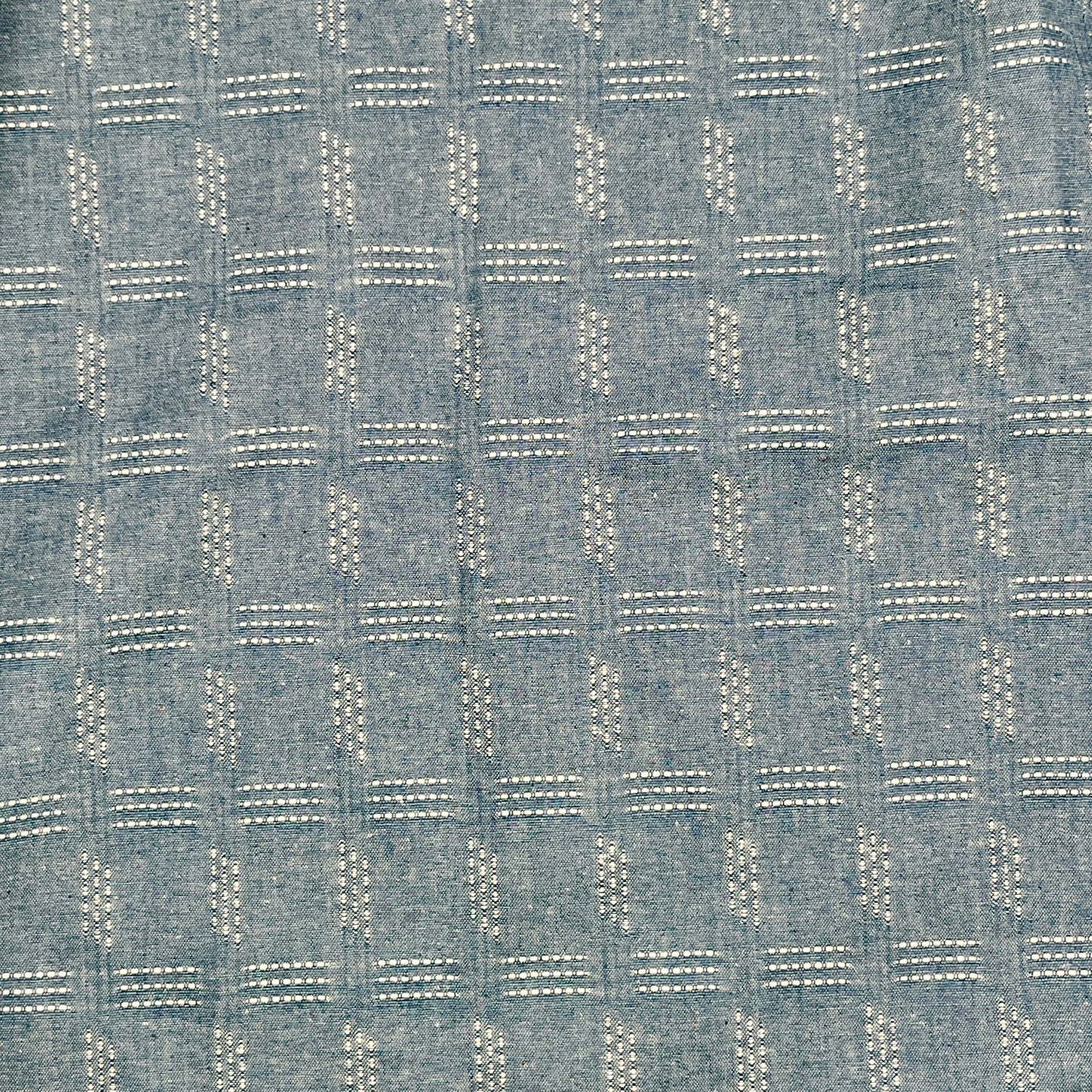 1 1/4 Yards Blue Windowpane Chambray, Cotton