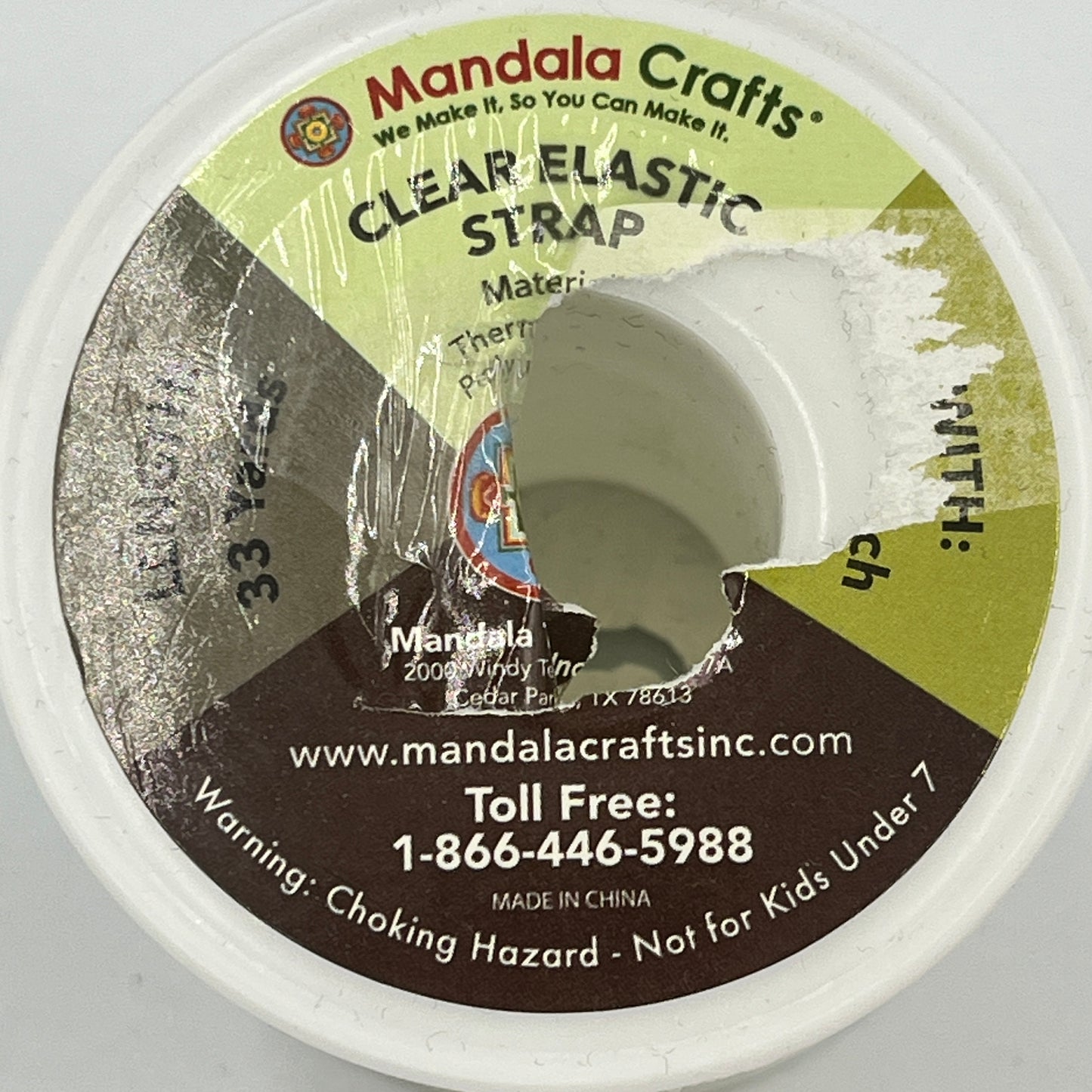 Mandala Crafts Clear Elastic Strap, Nearly Full 33-Yard Roll