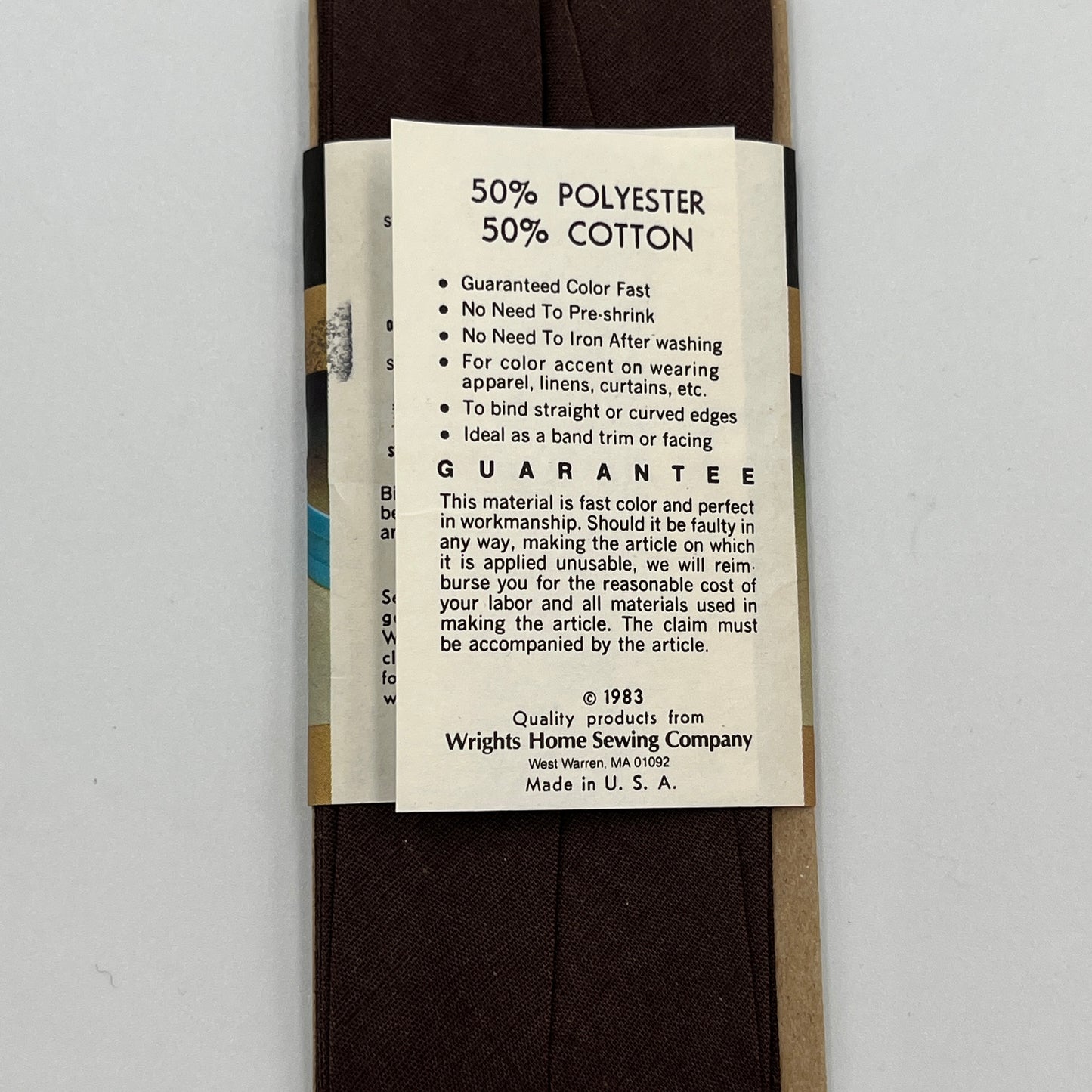 Wright's Wide Bias Tape Package, 3 Yards, Seal Brown