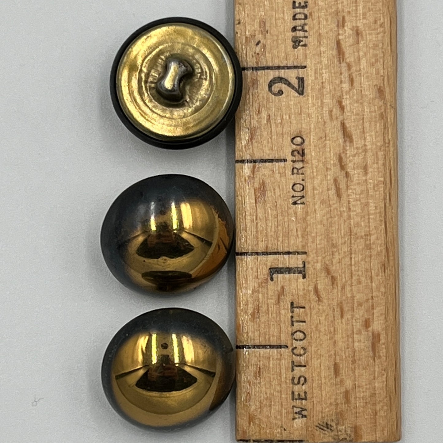 Three, 3/4 Inch Vintage Metal Buttons