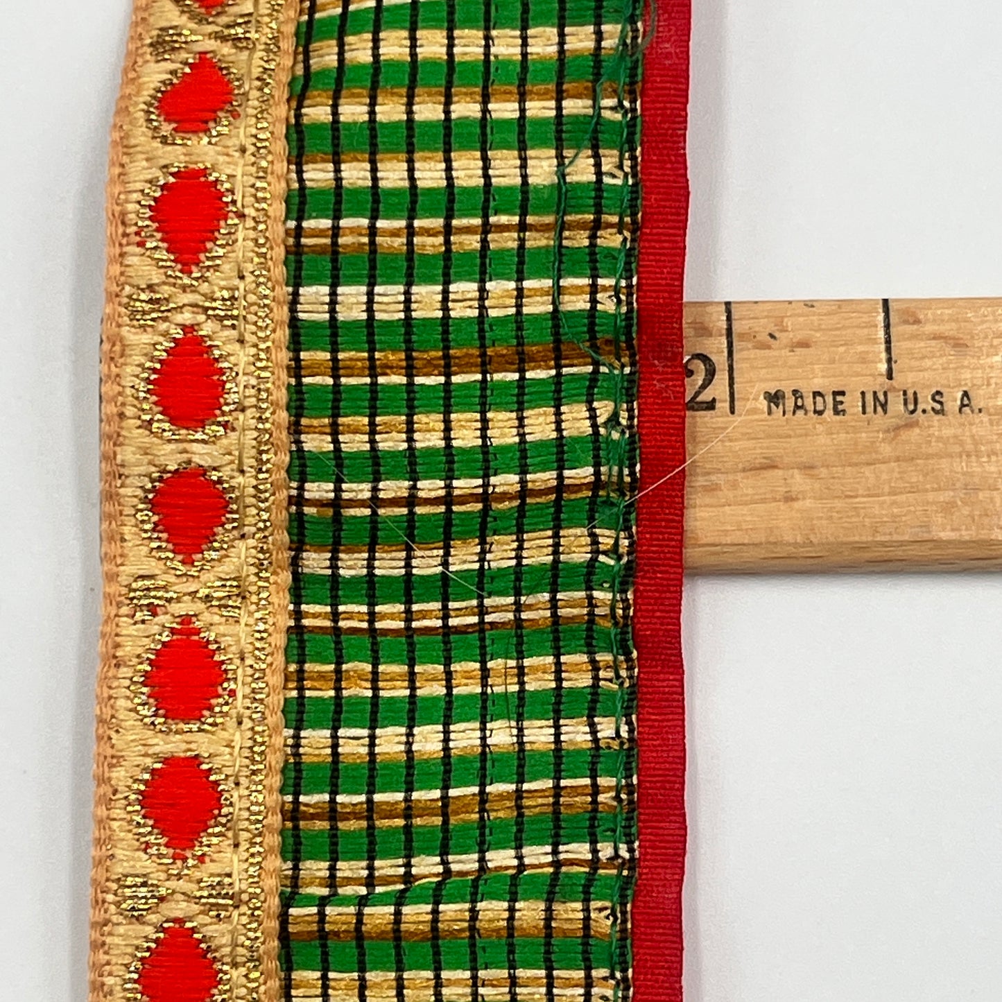 7 Yards Gold, Red & Green Metallic Jacquard Trim