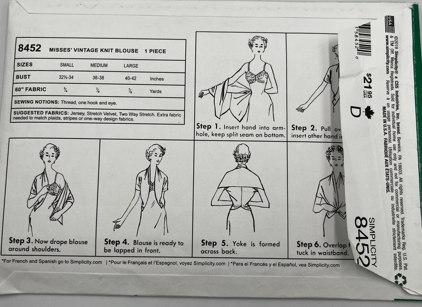 Simplicity 8452, Uncut Pattern