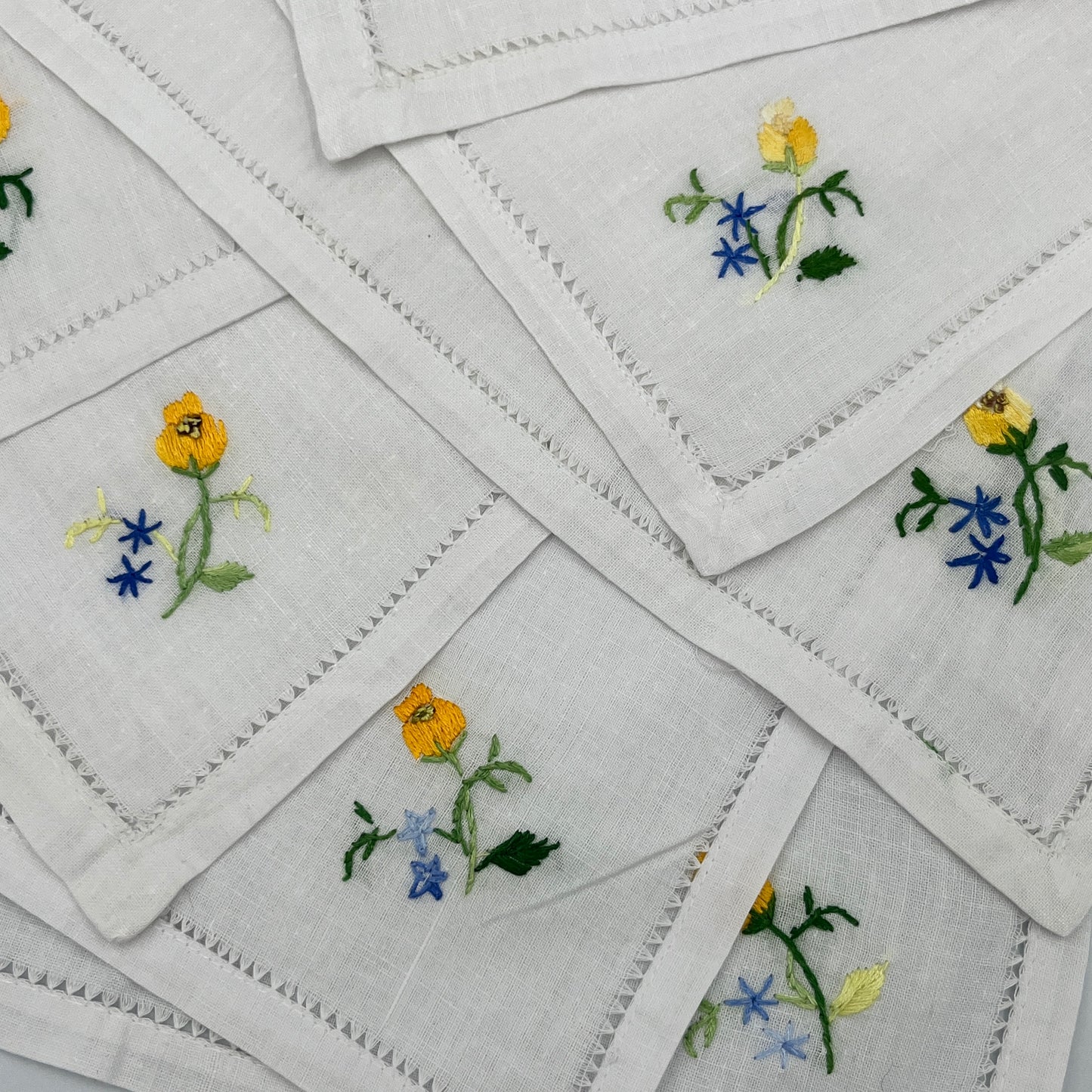 8 Embroidered Cocktail Napkins