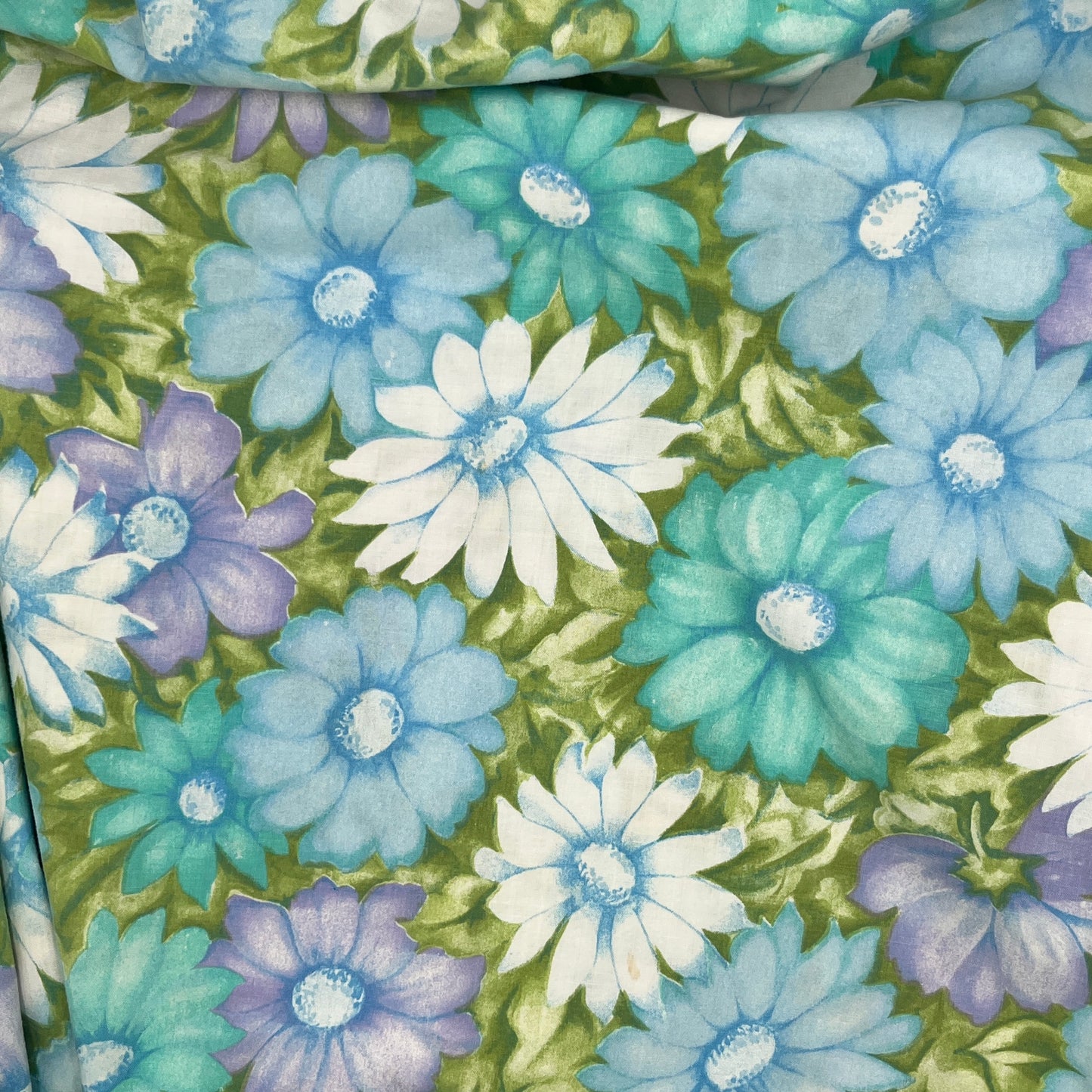 Vintage Twin Flat Sheet, Blue, Teal & Lavender Floral