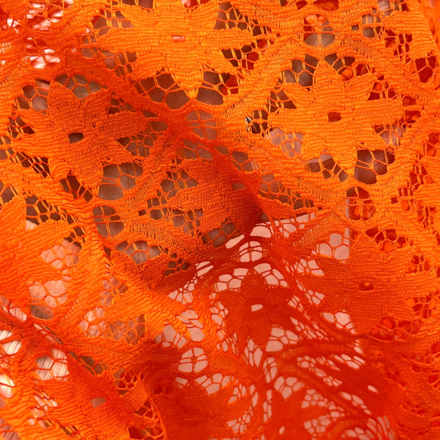 3 1/3 Yards Bright Orange Lace Overlay