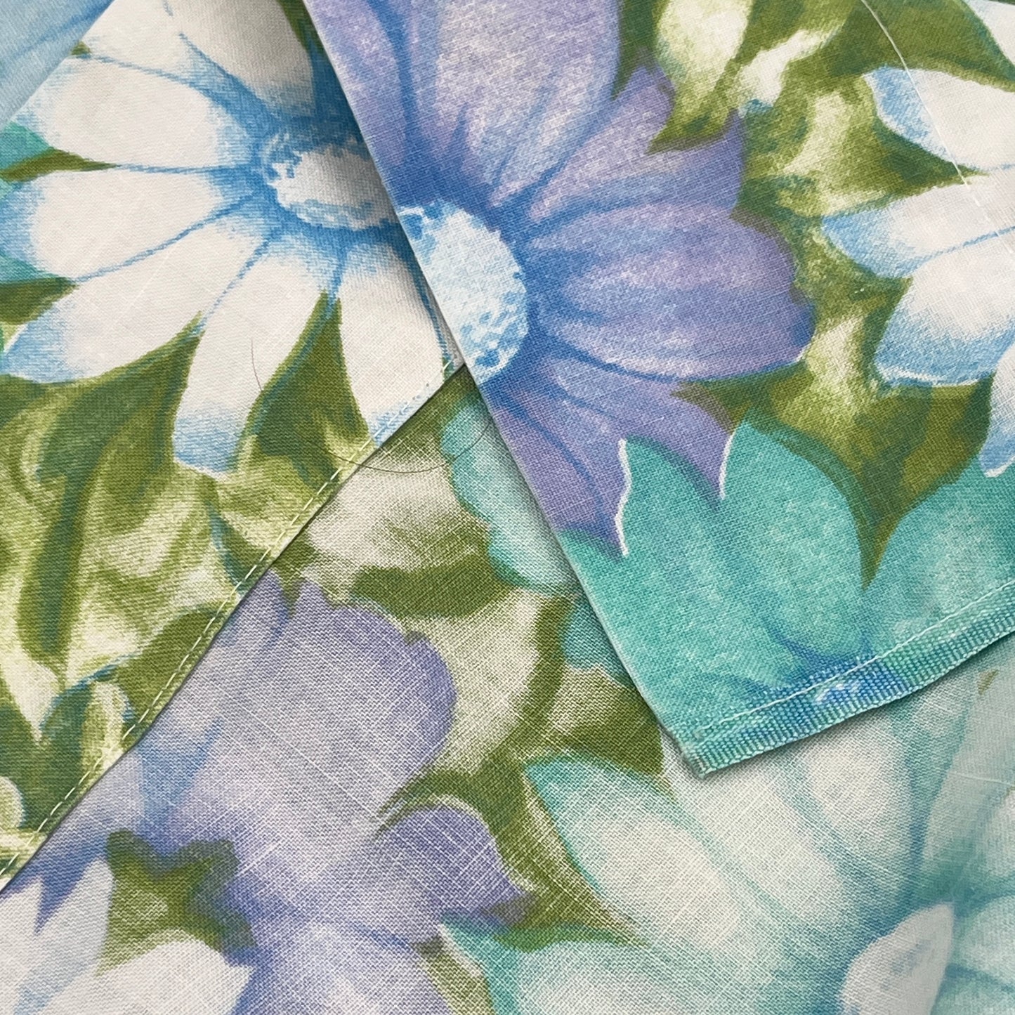 Vintage Twin Flat Sheet, Blue, Teal & Lavender Floral