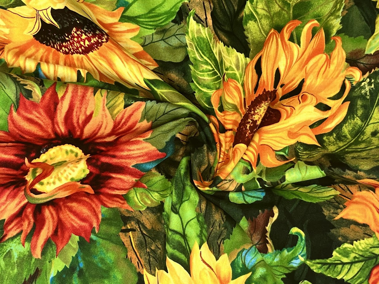 2 Yards Oversized Sunflower Print - Cotton