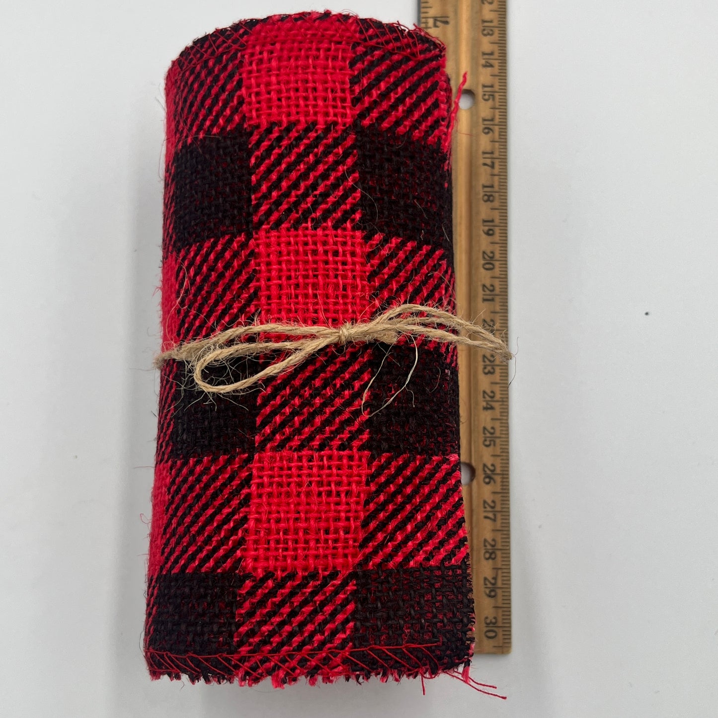 Red & Black Buffalo Plaid Burlap Ribbon, 6" Wide