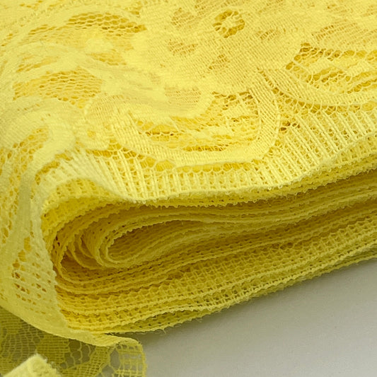 10+ Yards Lemon Yellow Floral Lace Trim, 2 1/4” Wide