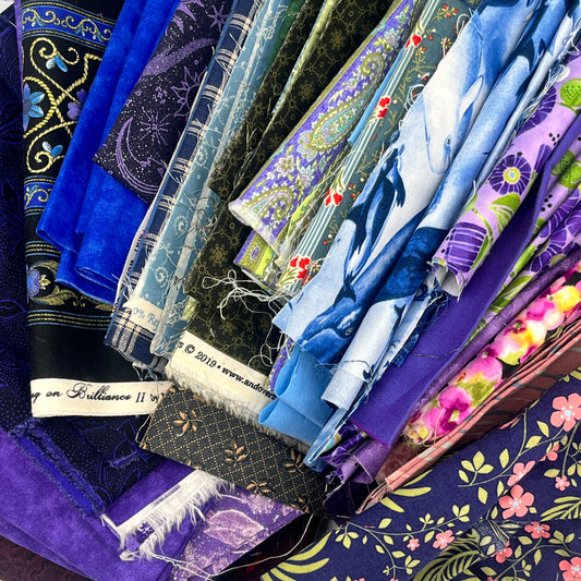 Quilting Cotton Bundle, Blues, Greens & Purples, 6 lbs