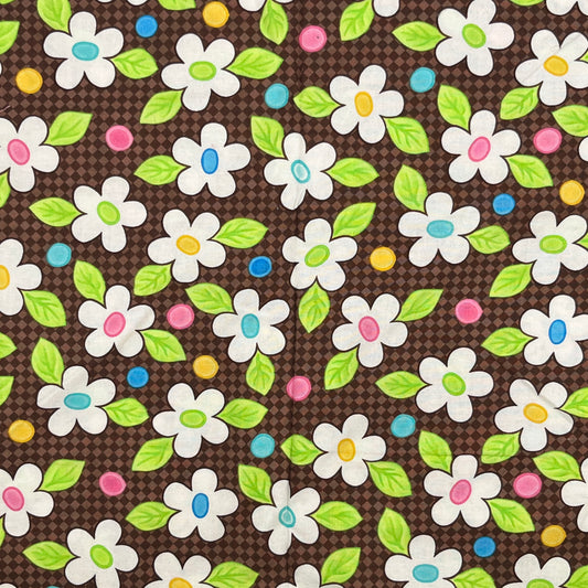 1 Yard 33 Inches “Birdie” Brown Daisy Print