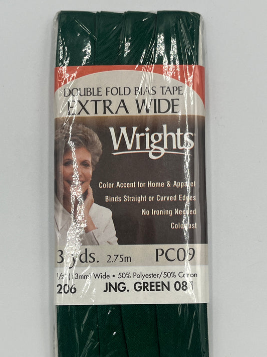 Wrights Double Fold Extra Wide Bias Tape, Jungle Green