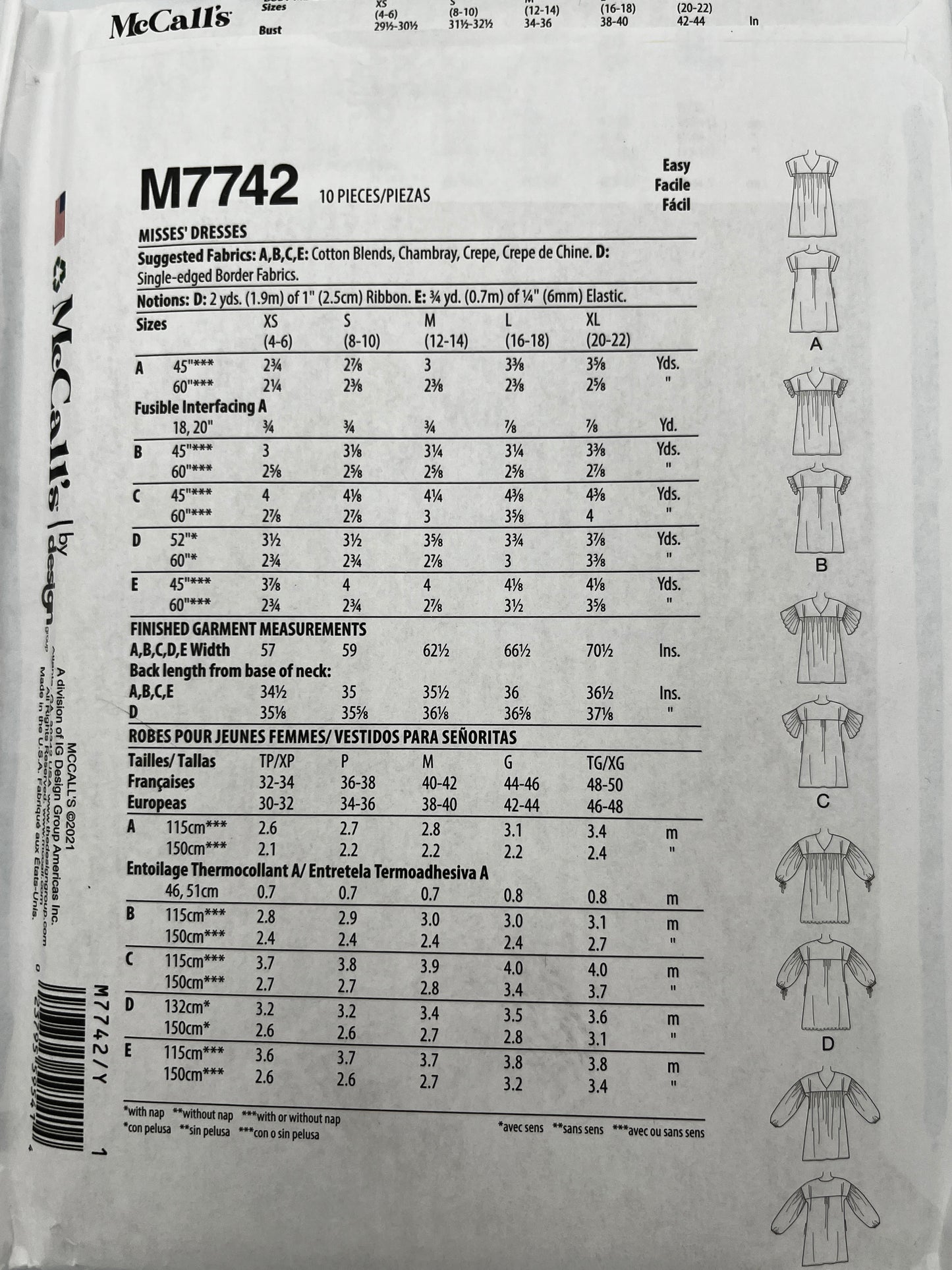 McCall's 7742, Uncut Pattern
