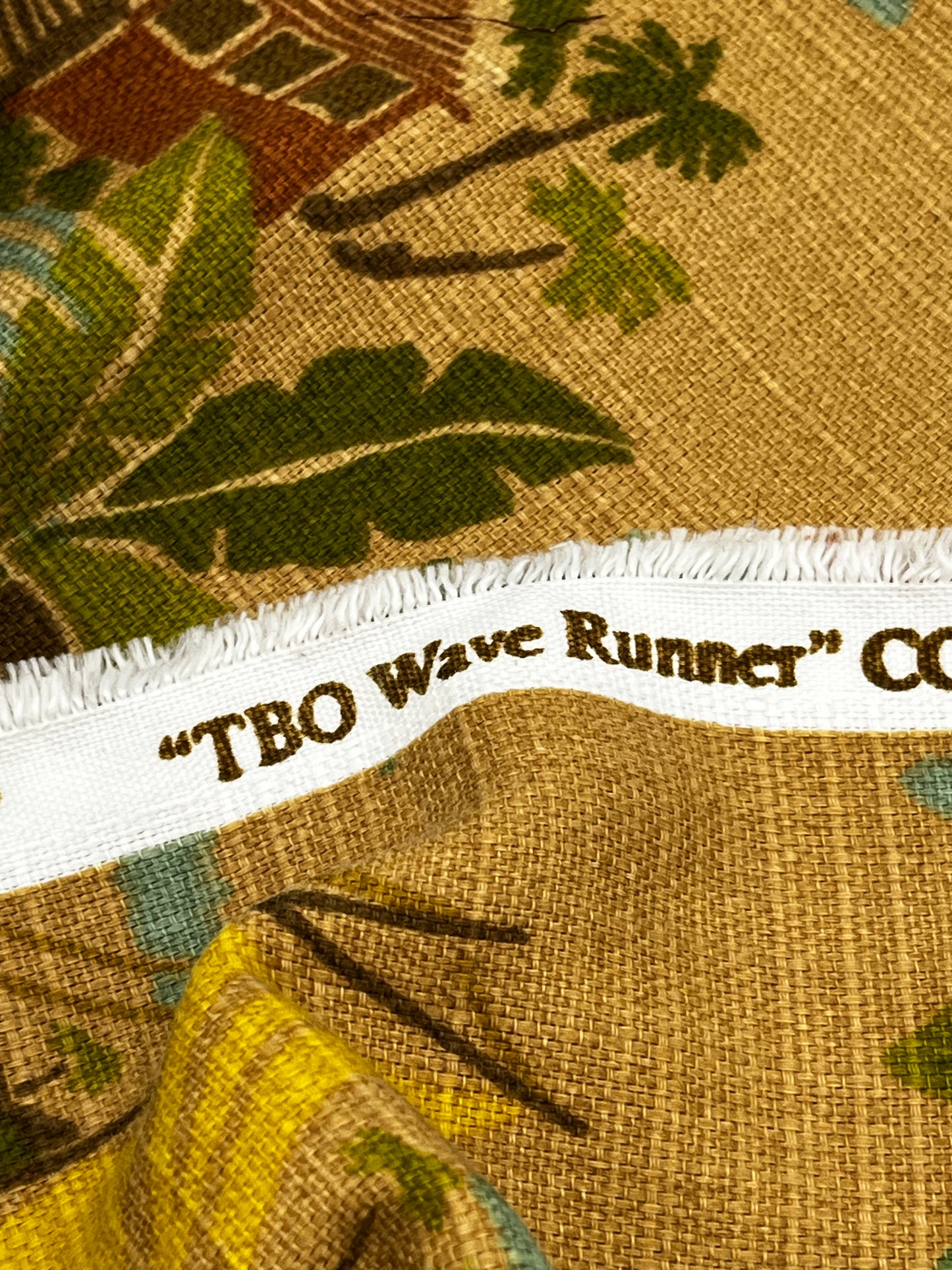1+ Yard Vintage Screen Print Tommy Bahama TBO Waverunner, Cotton Canvas