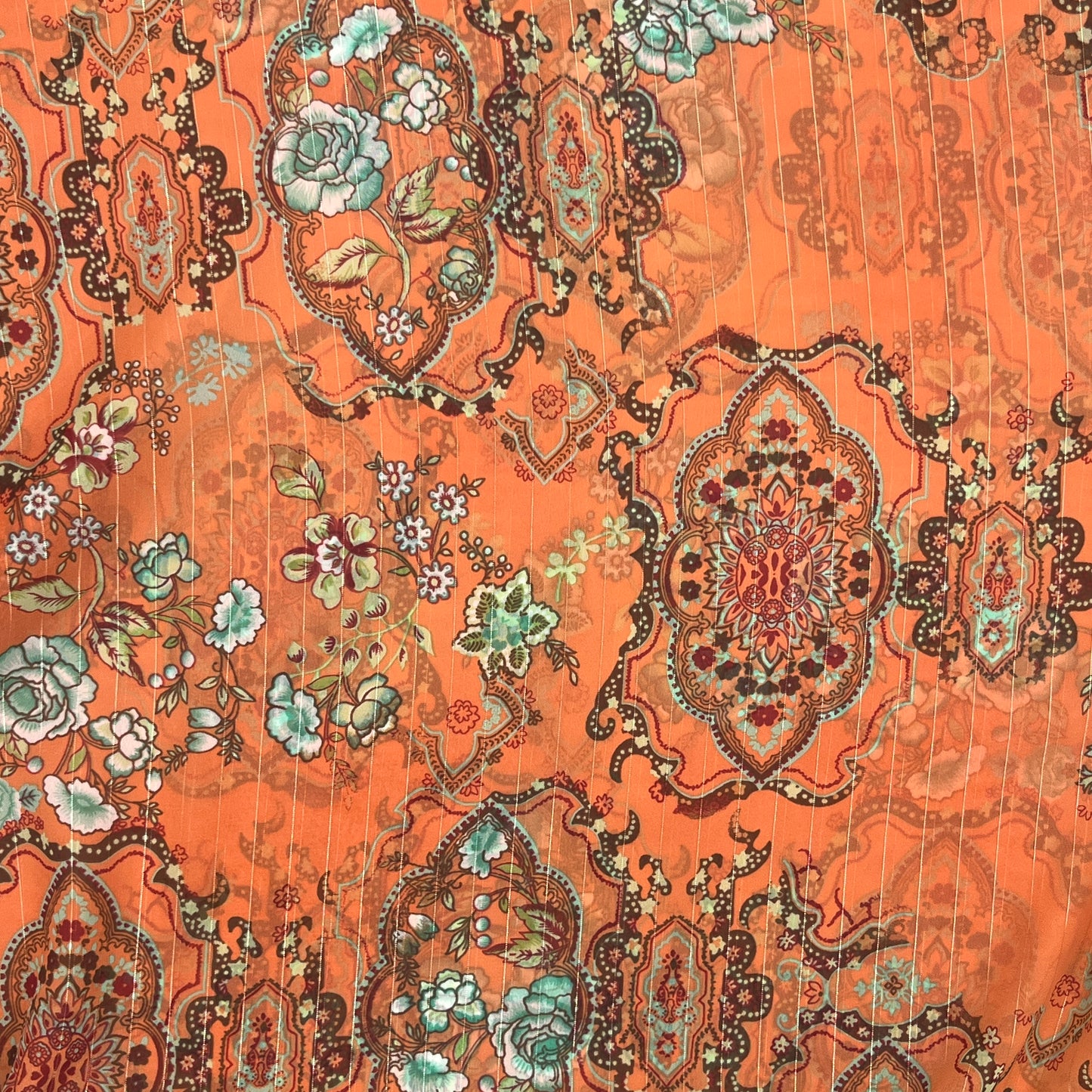 3 Yards Sheer Orange Polyester, Designer Deadstock