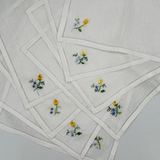 8 Embroidered Cocktail Napkins
