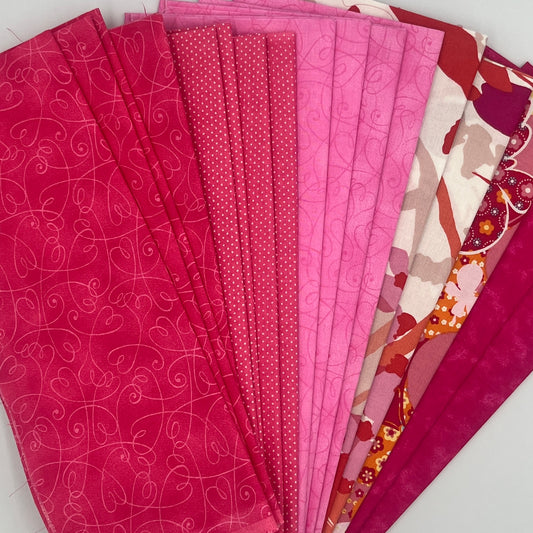Hot Pink & Raspberry Fabric Bundle – 23 oz Quilting Cotton, 17 Fat Quarters + Bonus Yardage