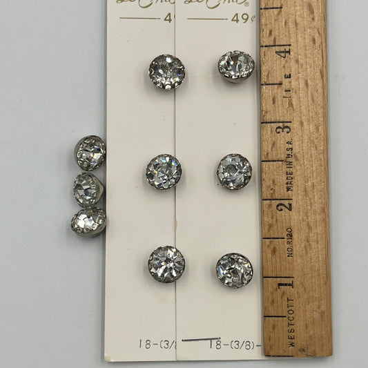 Nine, 1/2 Inch Vintage Glass Buttons
