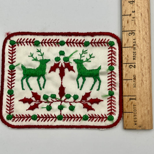 Vintage Reindeer Christmas Embroidered Patch