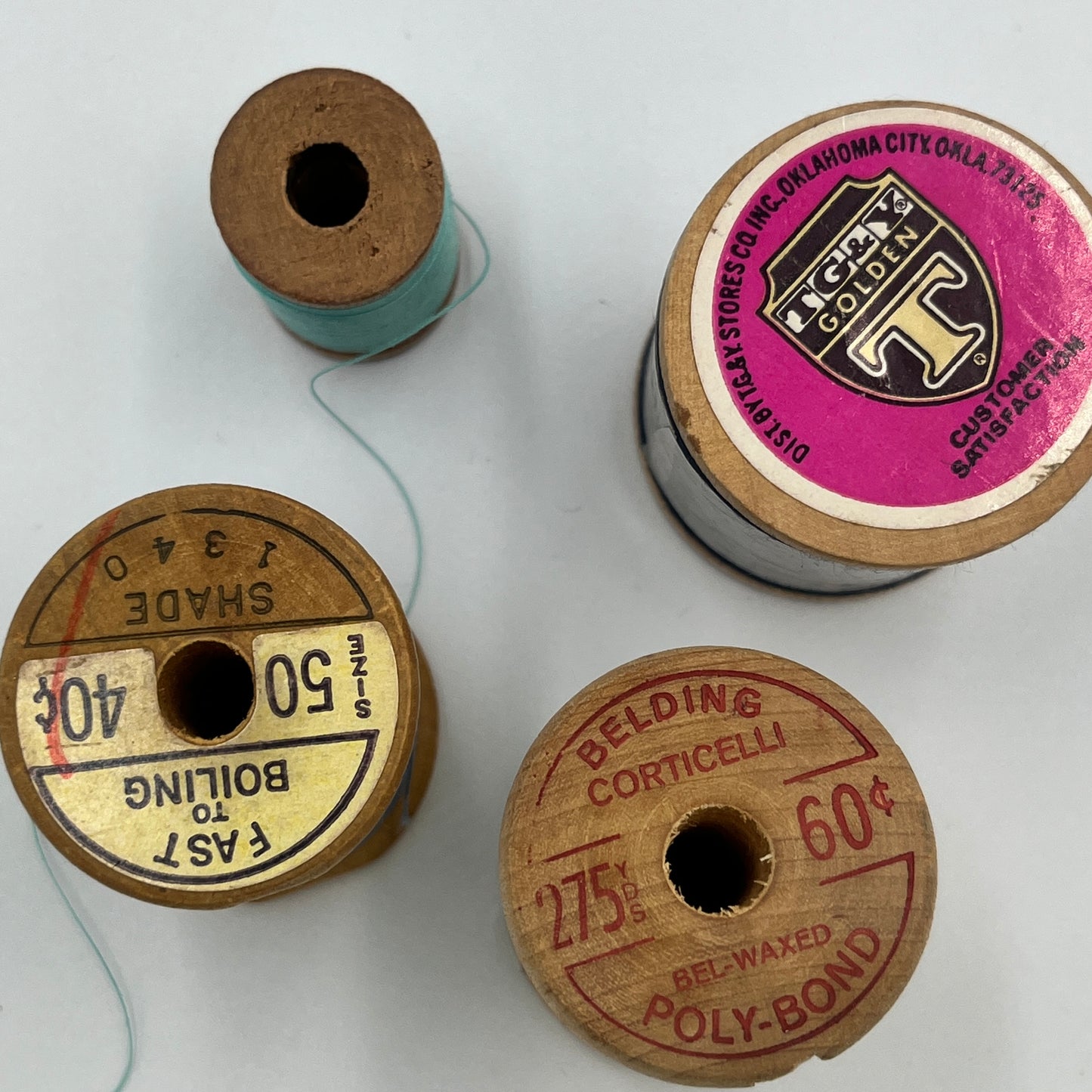 4 Wooden Thread Spools for Crafting
