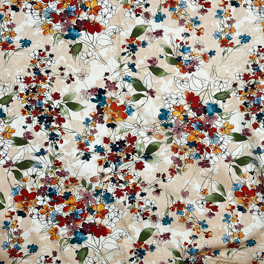 2 Yards Autumn Floral, Lightweight Cotton Canvas