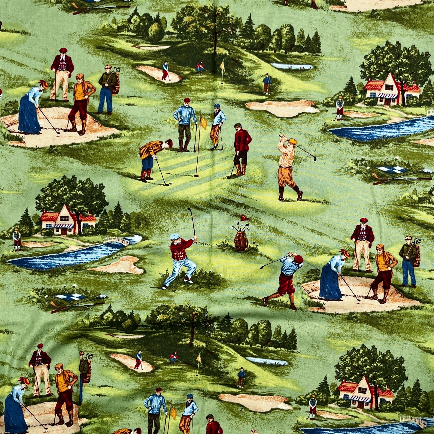 1+ Yard Retro Golfers, Premium Quilting Cotton