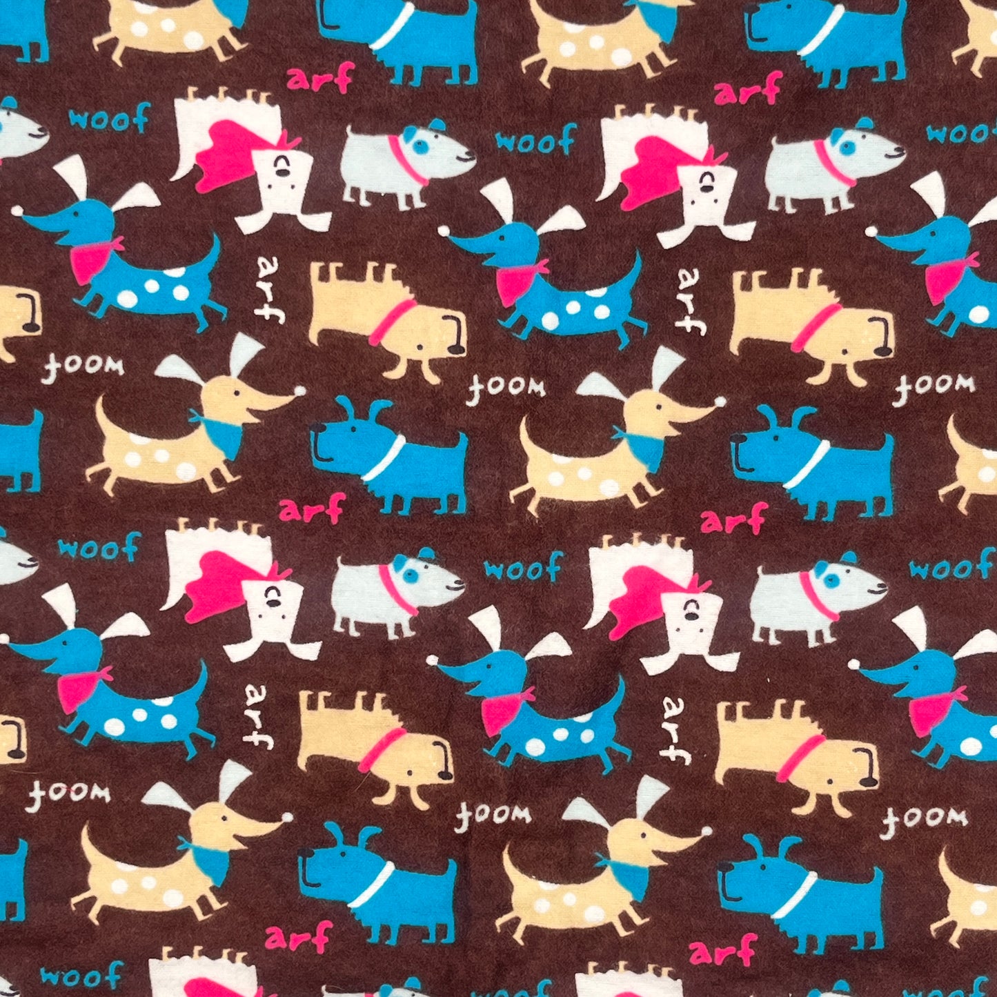 2 1/4 Yards Brown Dog Print Flannel, Joann’s Snuggle