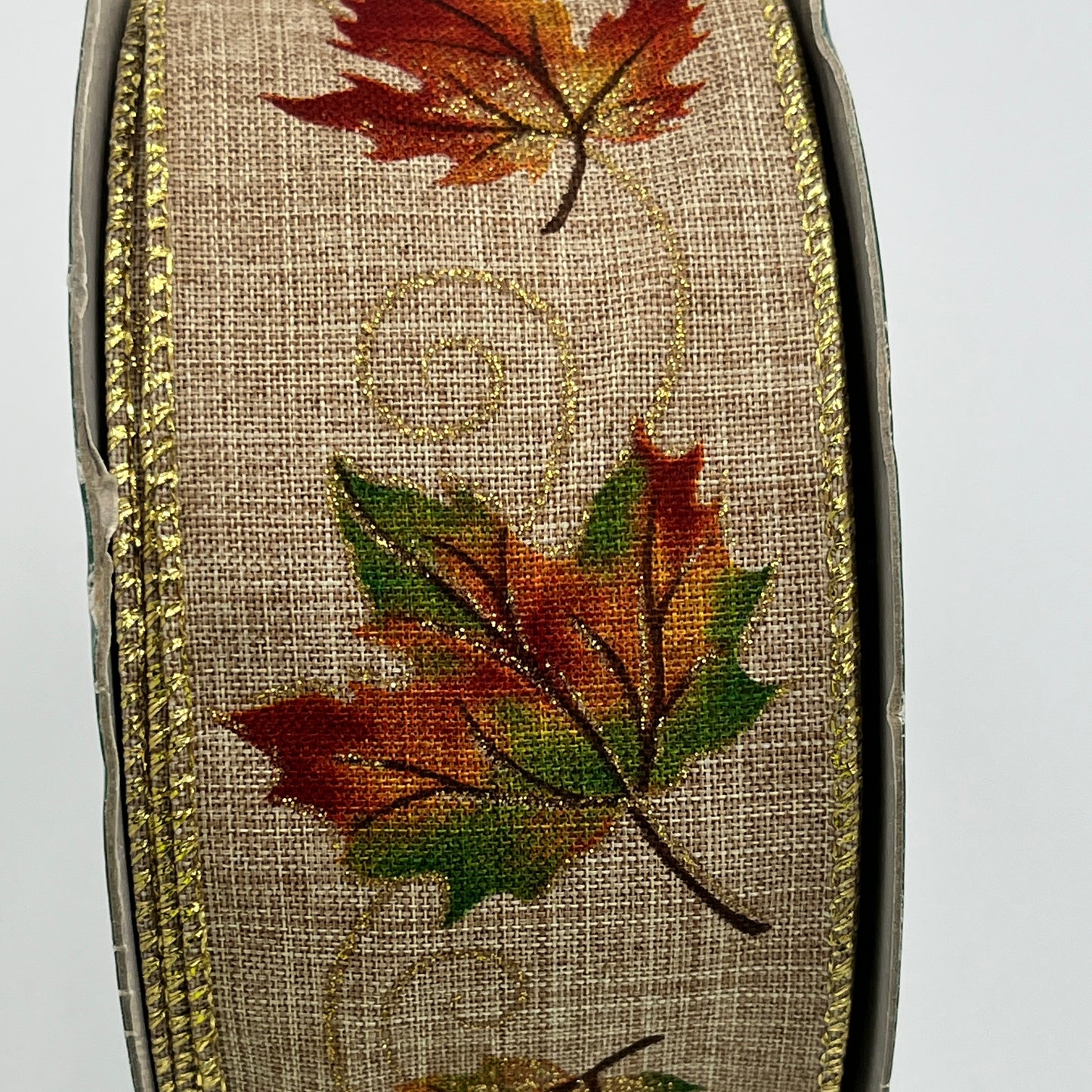 Kirkland Wire-Edged Ribbon – Fall Maple Leaves, 2.5" x 50 Yards